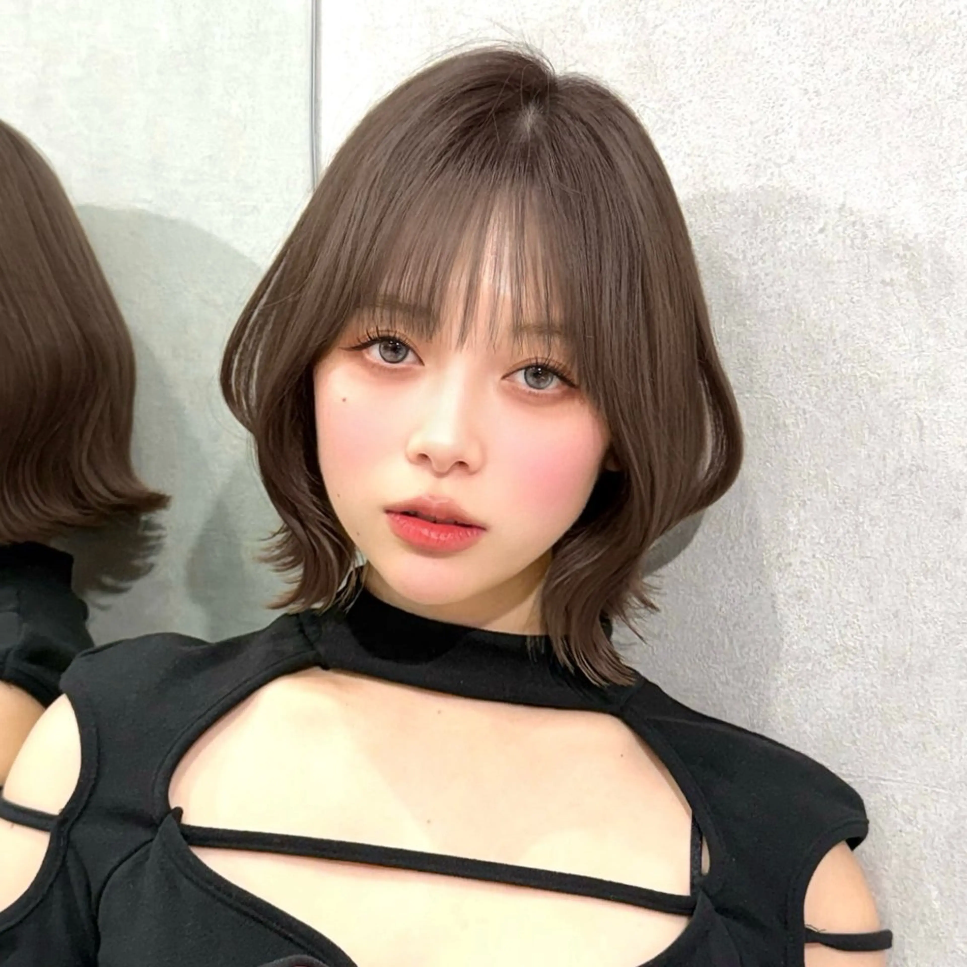 ミディアム カラー ヘアアレンジ ボブレイヤー 透明感カラー ボブ 韓国風ヘア レイヤーカット 韓国ボブ/髪質改善 /新宿/Rumiのヘアスタイル