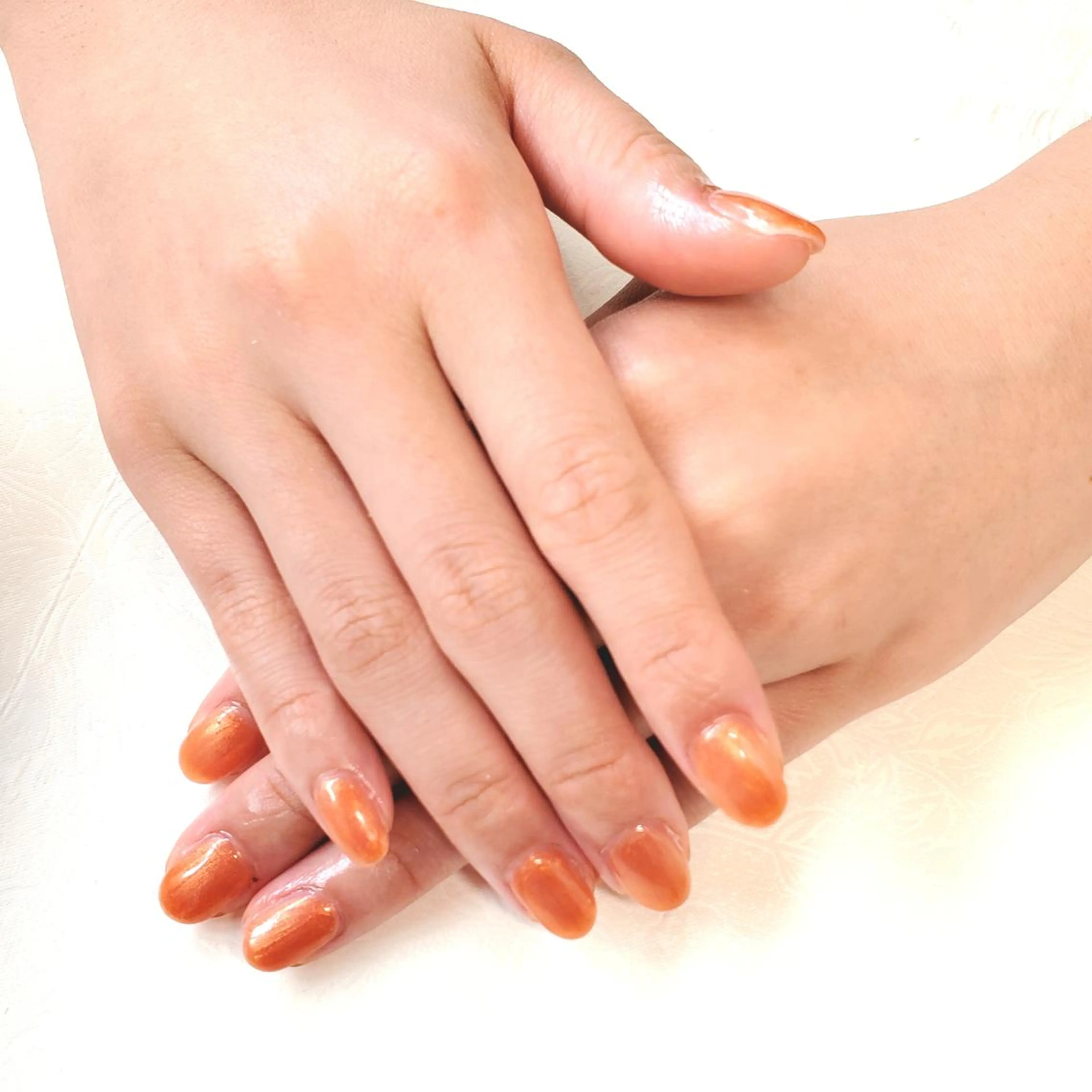 ネイル ジェルネイル ワンカラーネイル オレンジ 石田 由紀のネイルデザイン