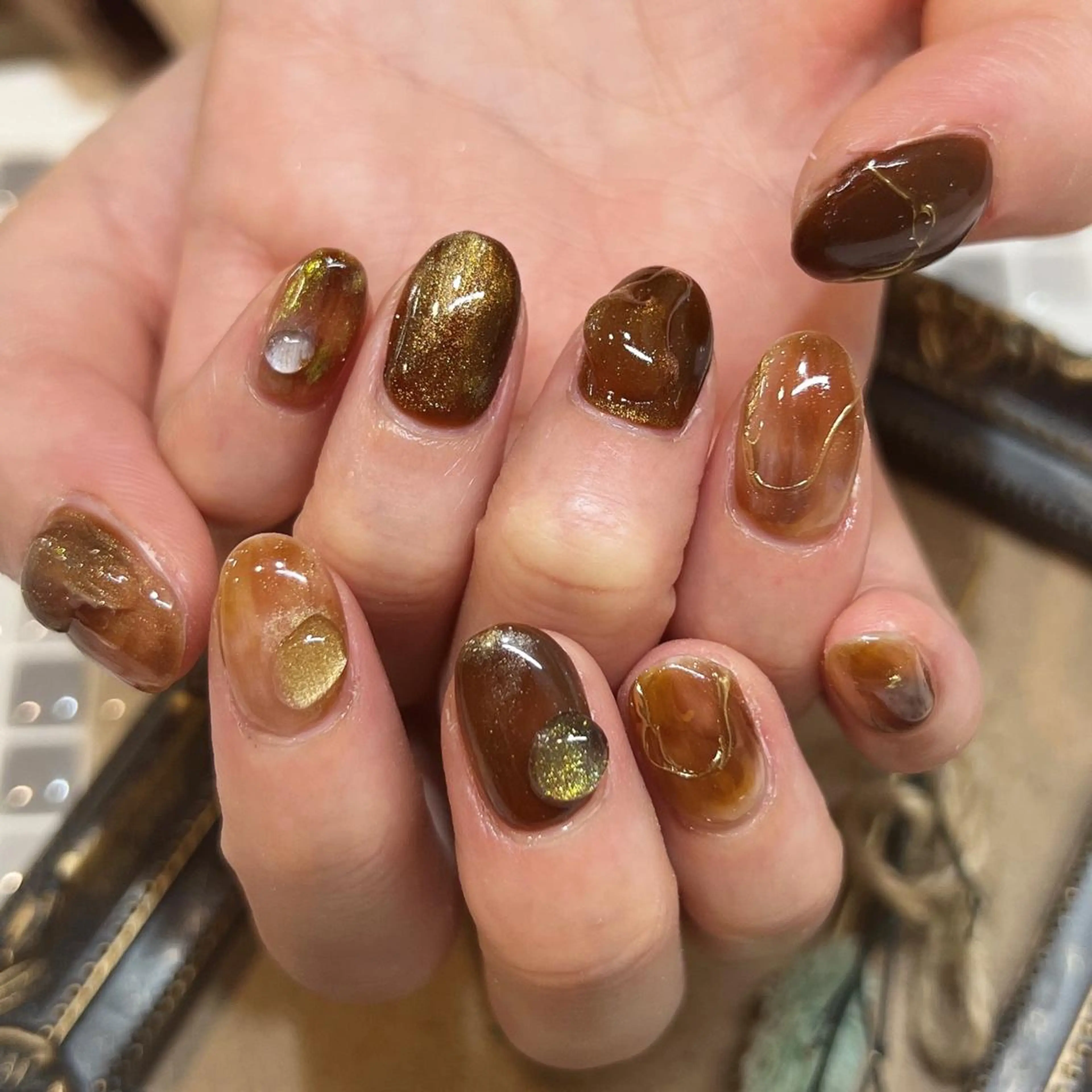 ネイル ブラウン ニュアンスネイル ♡Nailist yui♡のネイルデザイン