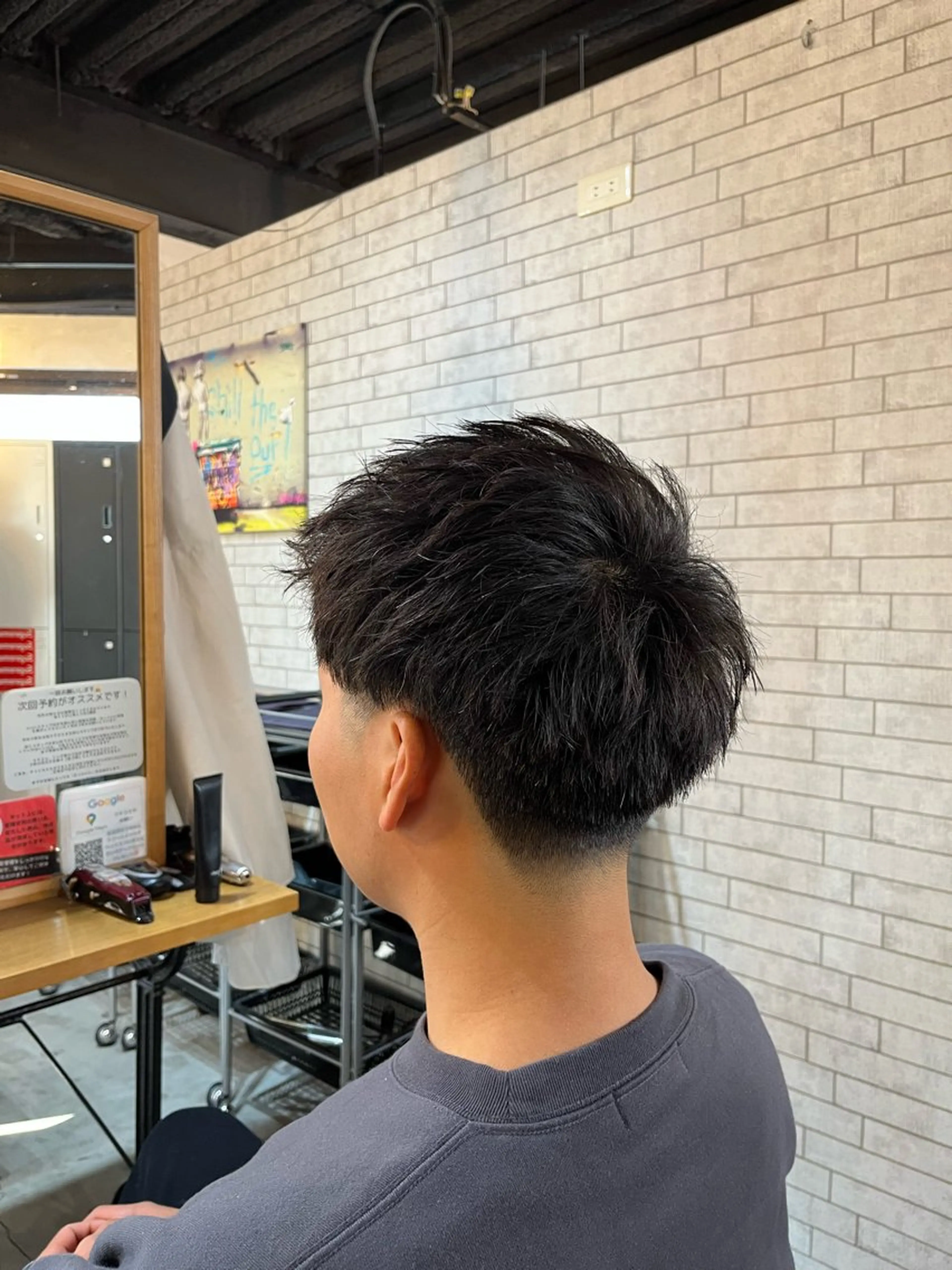 ショート パーマ メンズ フェードカット カット パーマ 海外風メンズ🇺🇸 💈N.Yuto💈のヘアスタイル