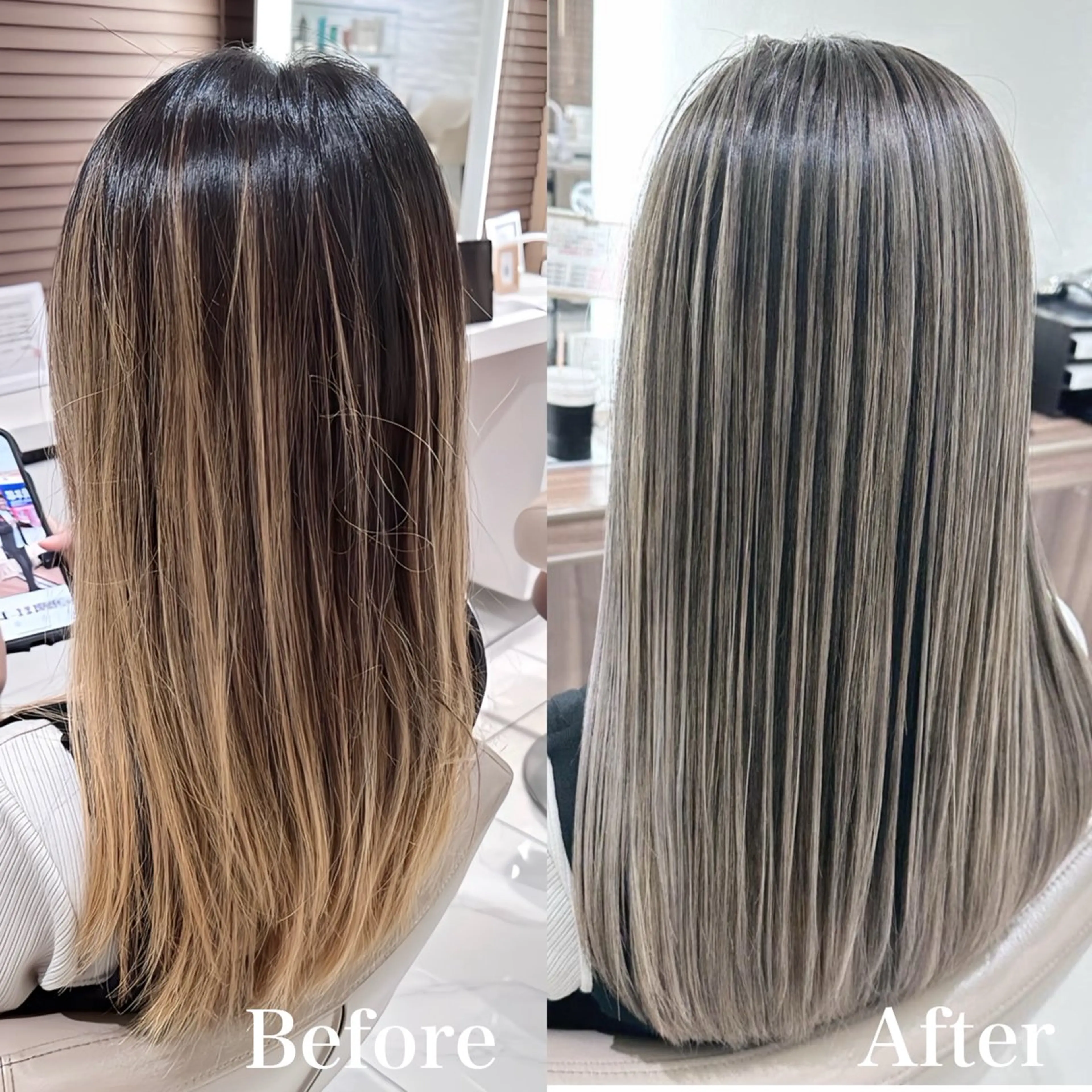 【ブリーチでの色ムラや失敗修正😭】カット＋髪質改善＋ブリーチバレイヤージュカラー＋デザイン修正の写真