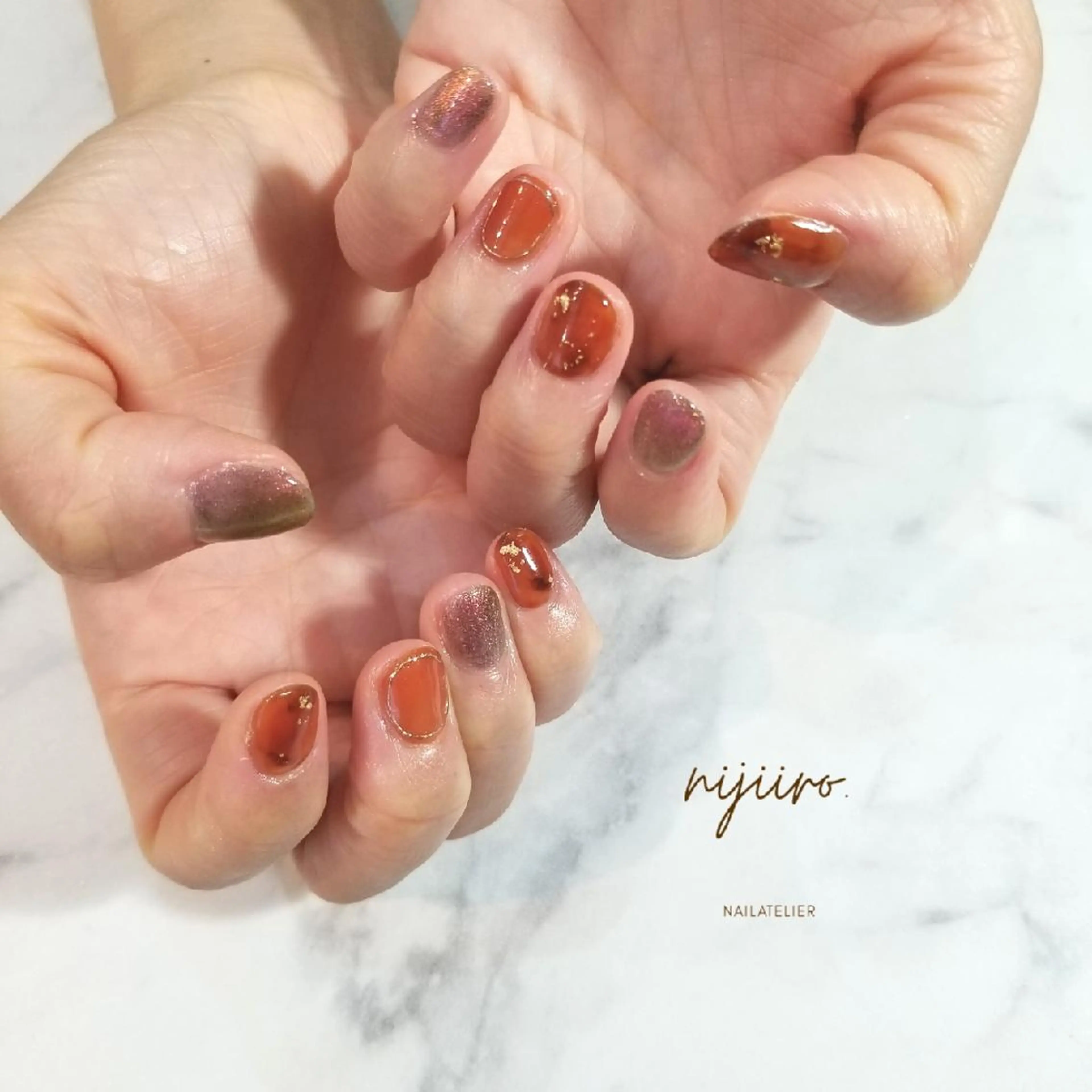 ネイル べっ甲ネイル ハンドネイル nailatelier nijiiro.所属・nijiiro🌈 サトウのネイルデザイン