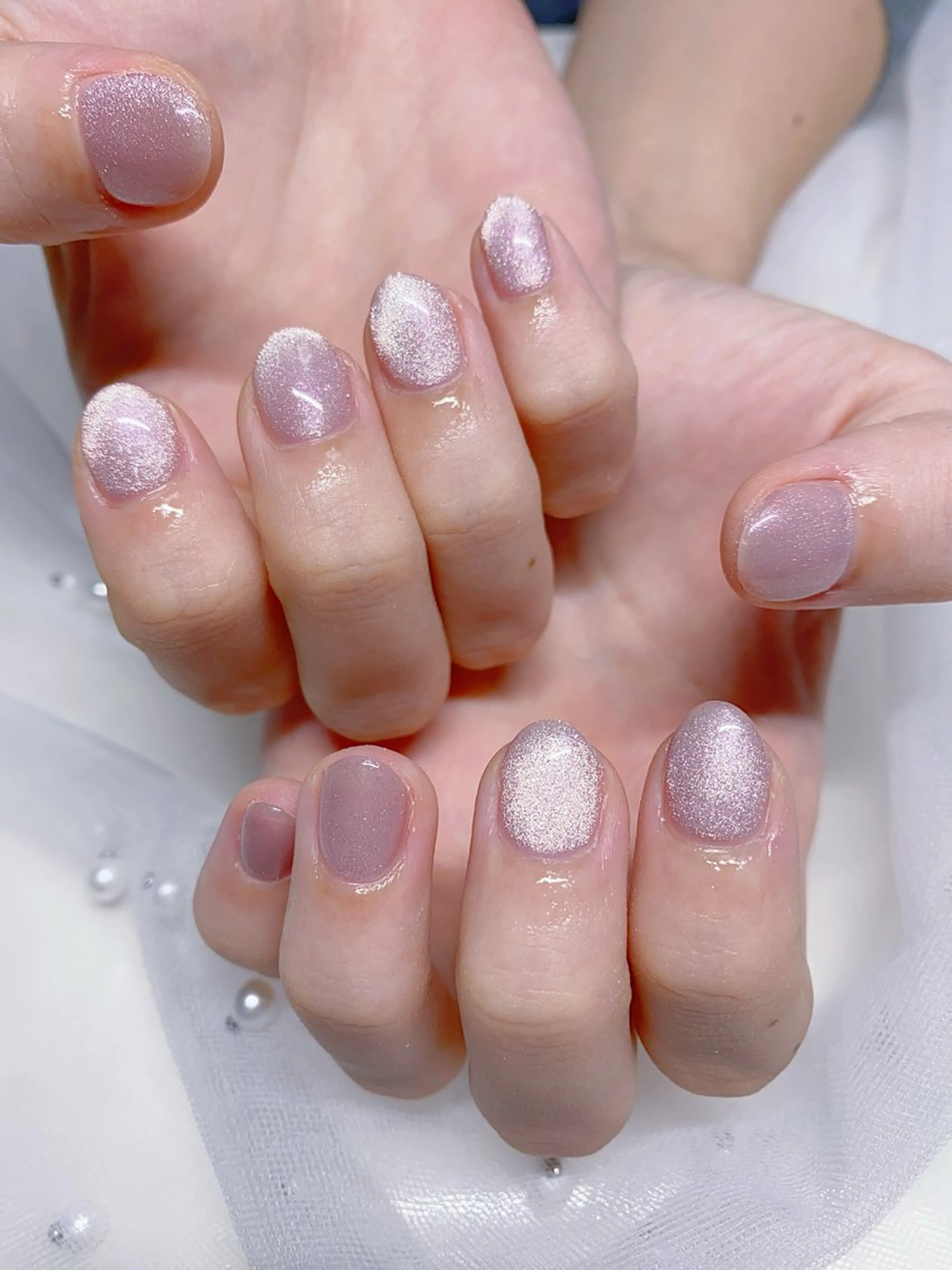 ネイル マグネットネイル ピンク ハンドネイル Jasmine nailsalon所属・ジャスミン ネイルサロンのネイルデザイン