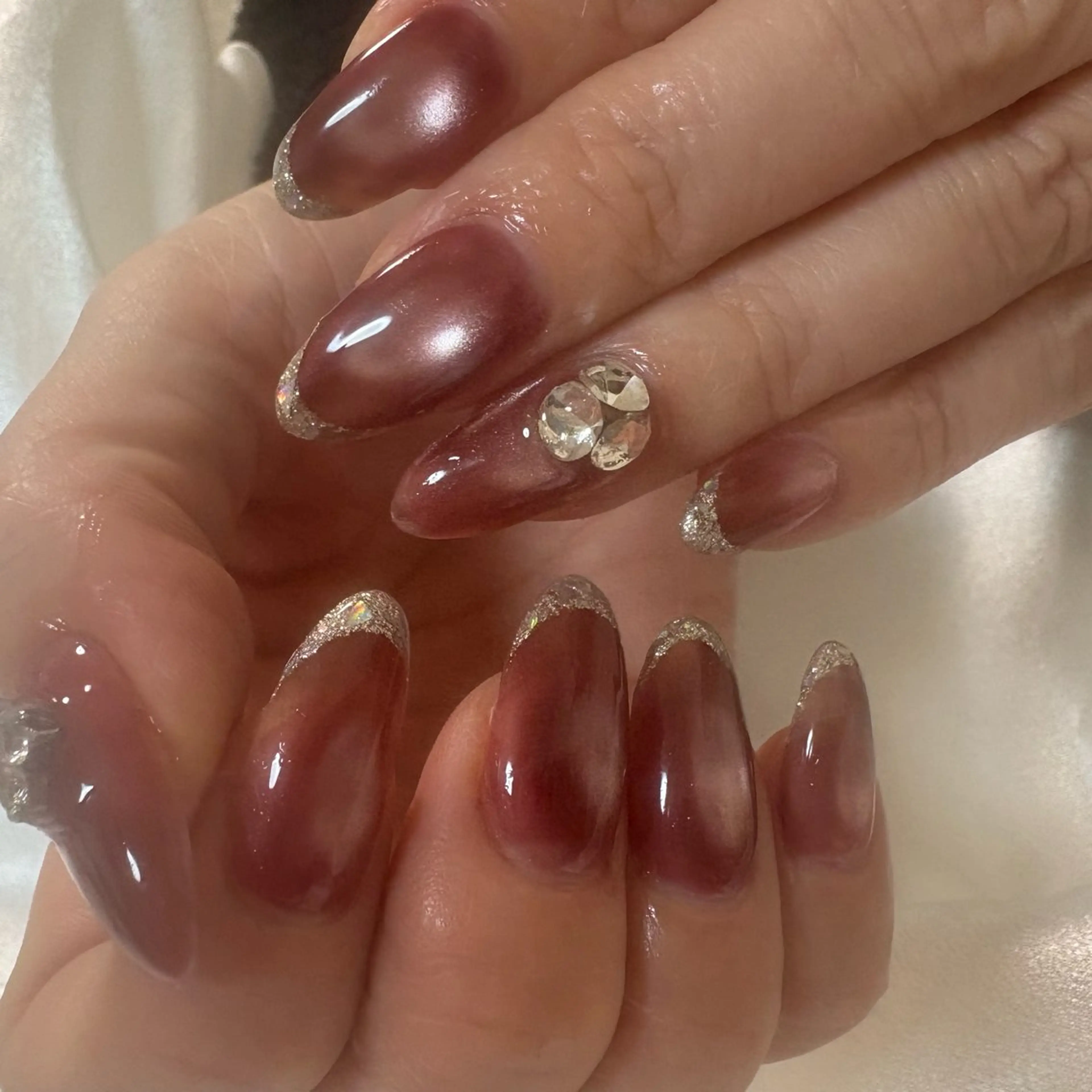 ネイル フレンチネイル ガラスフレンチ KAINO深井本店 北川　貴美のネイルデザイン