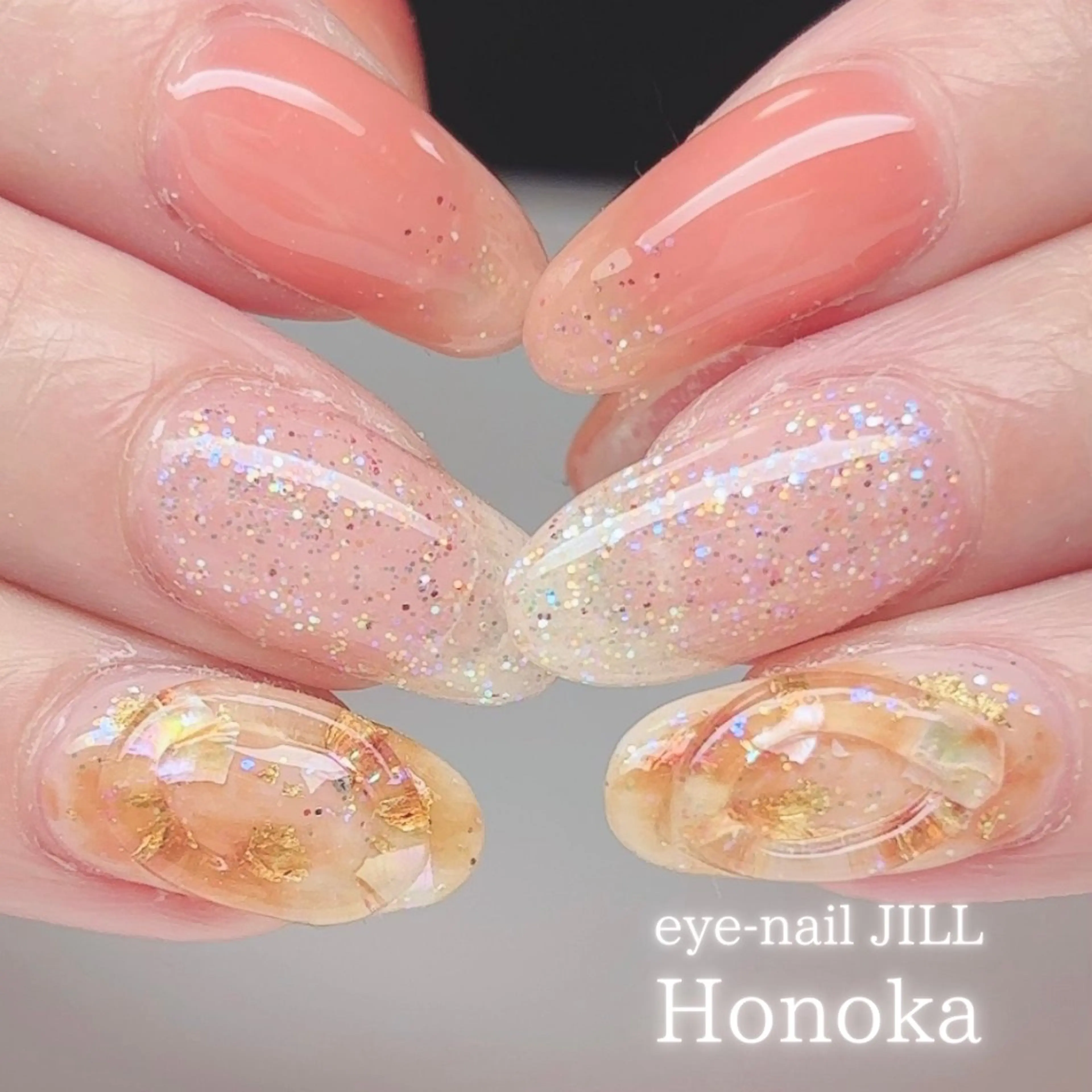 ネイル べっ甲ネイル キラキラネイル ニュアンスネイル ハンドネイル JILL Honokaのネイルデザイン