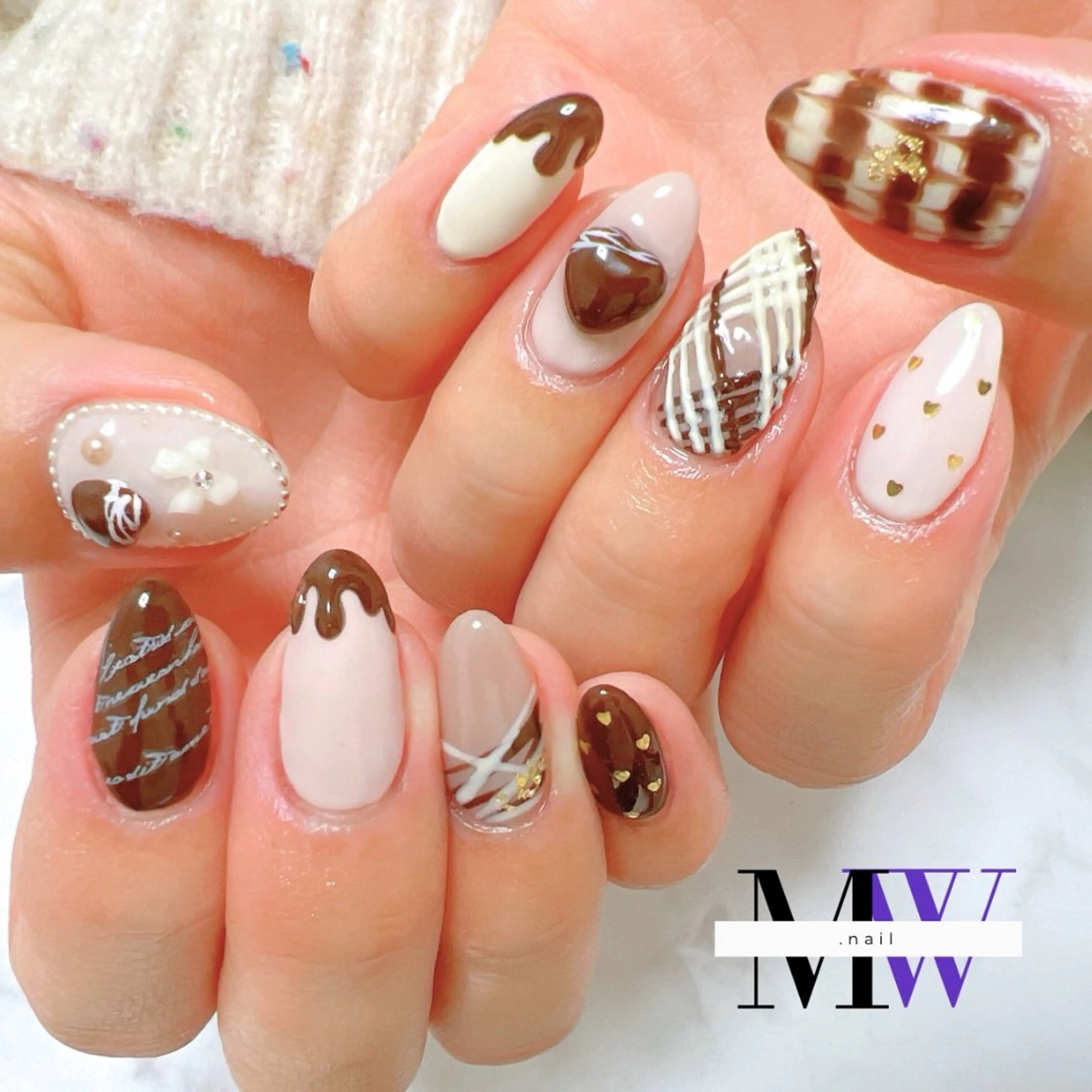 ネイル バレンタイン ハンドネイル MW .nailのネイルデザイン