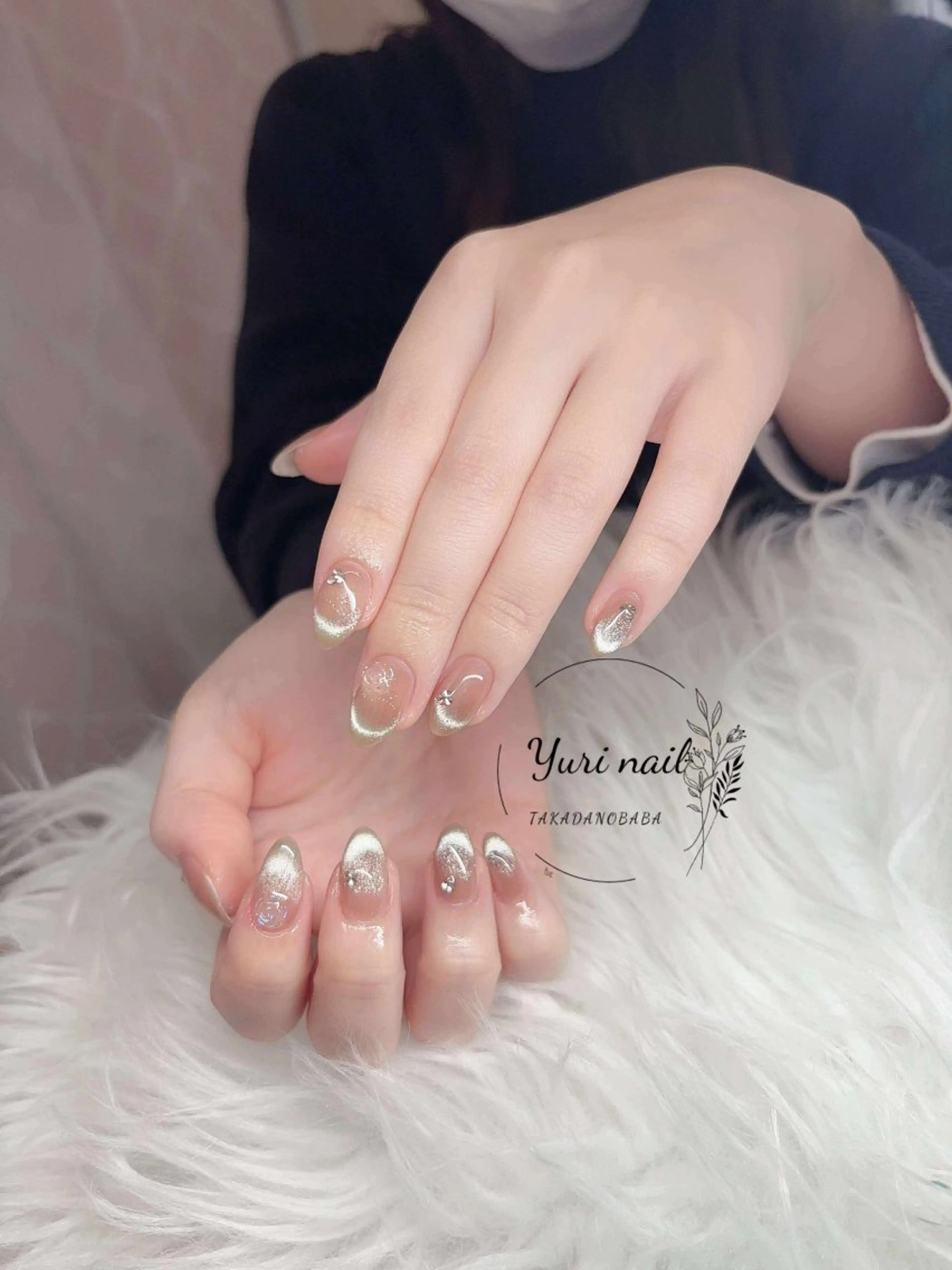 ネイル ボルドー ブラウン チークネイル ドット フットネイル ハンドネイル yurinail所属・yuri nail 高田馬場のネイルデザイン