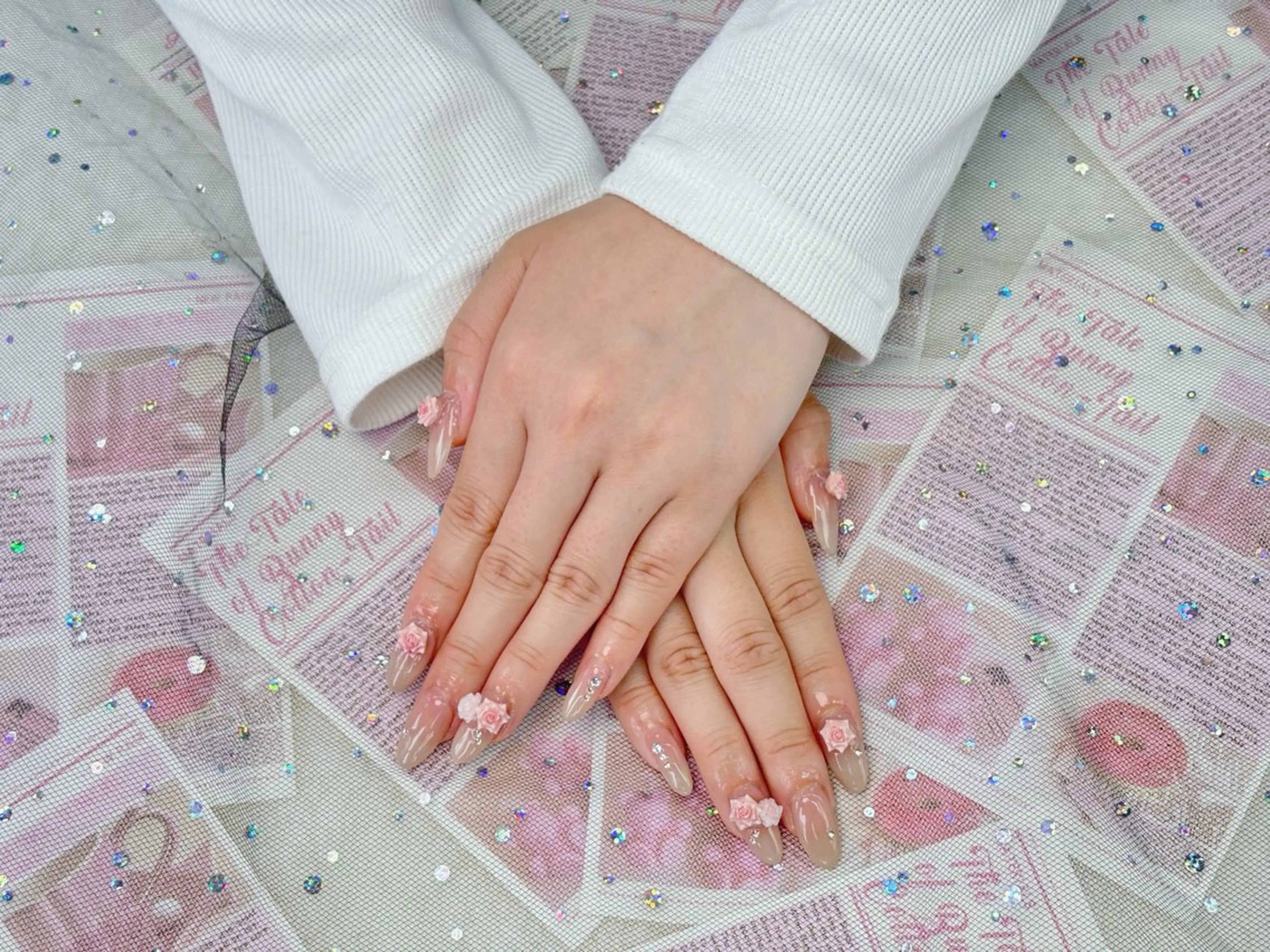 ネイル 桜ネイル 長さ出し フラワーネイル ジェルネイル マグネットネイル ハンドネイル AConNailSalon所属・ACon NailSalonのネイルデザイン