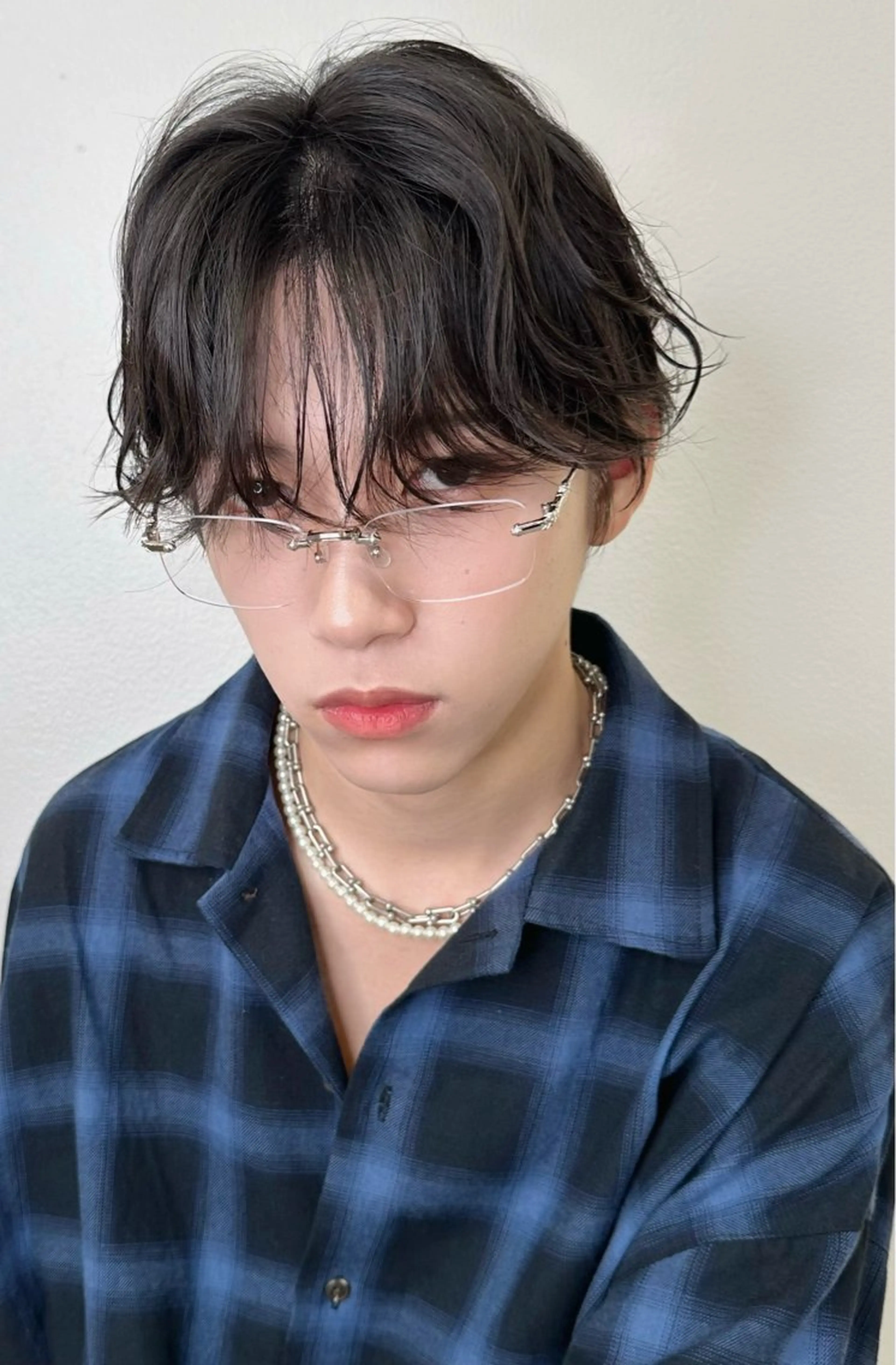 メンズ マッシュ シースルーマッシュ RIKI/センター パート/メンズパーマのヘアスタイル