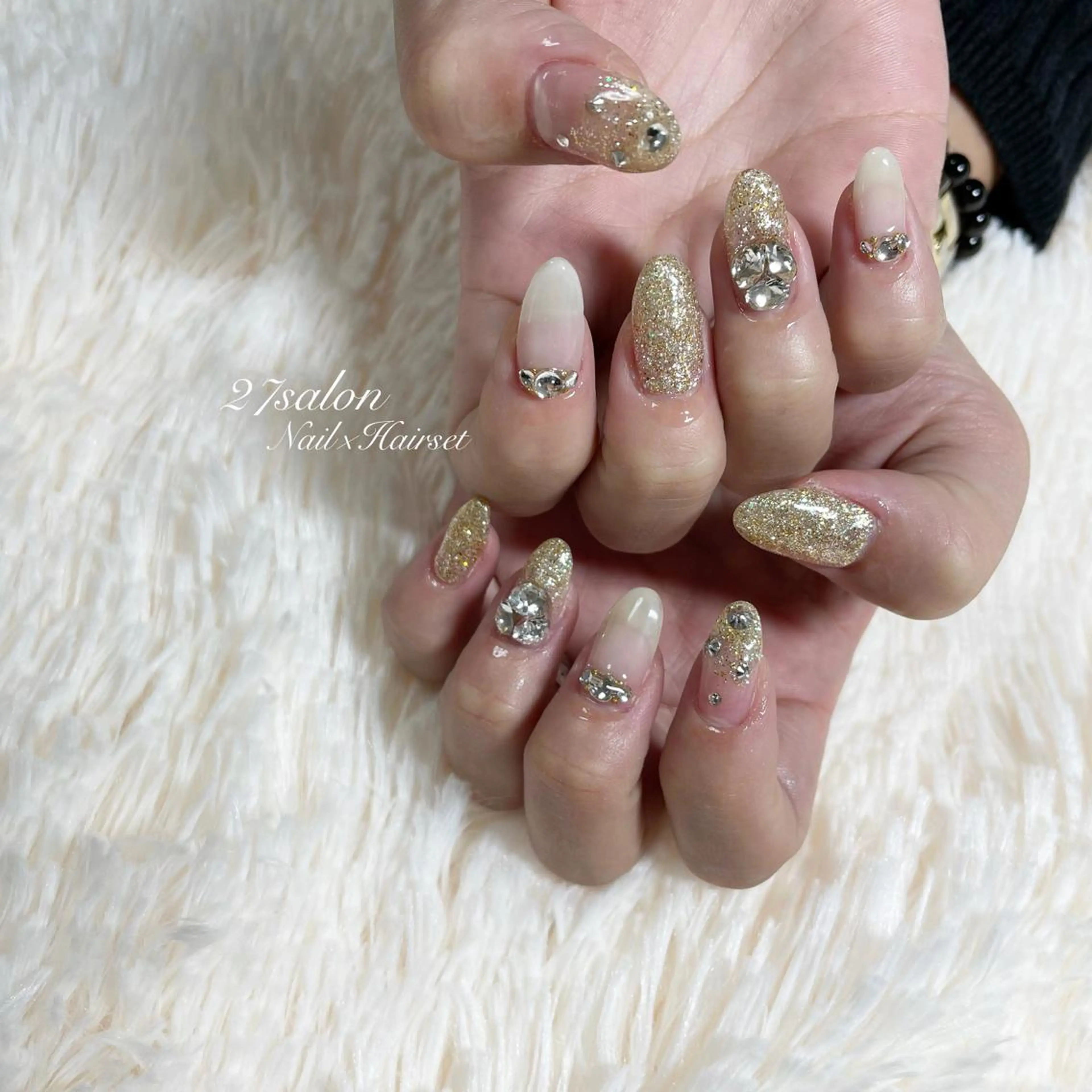 ネイル グラデーション ラメ(グリッター) ラメグラデーション 27salon yuinaのネイルデザイン