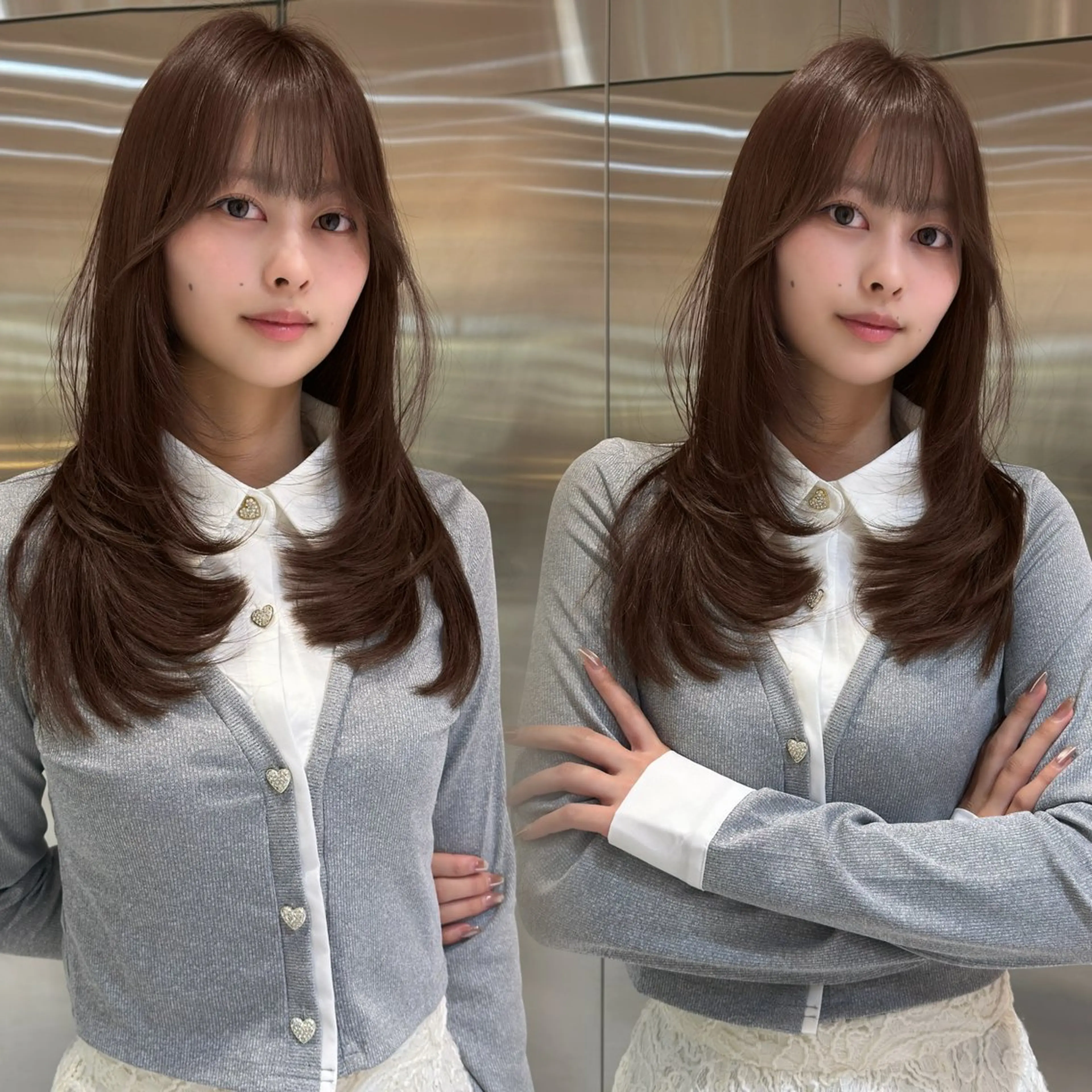 ミディアム トリートメント 絶対垢抜けレイヤー/ 透明感カラーリョウヤのヘアスタイル