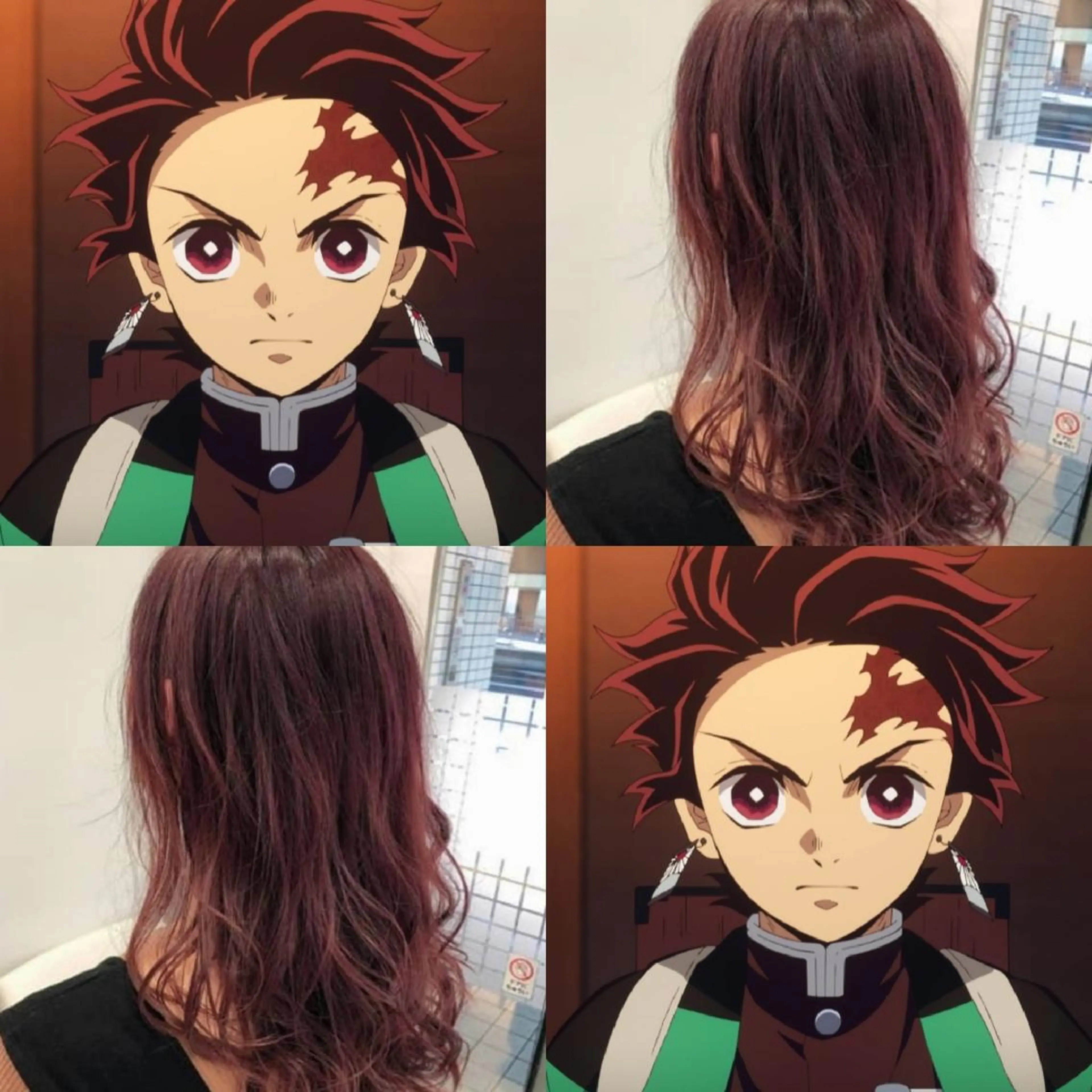 セミロング カラー ブリーチ ボルドーカラー レッドカラー あらげ 🌈推しカラー🌈ᵕのヘアスタイル