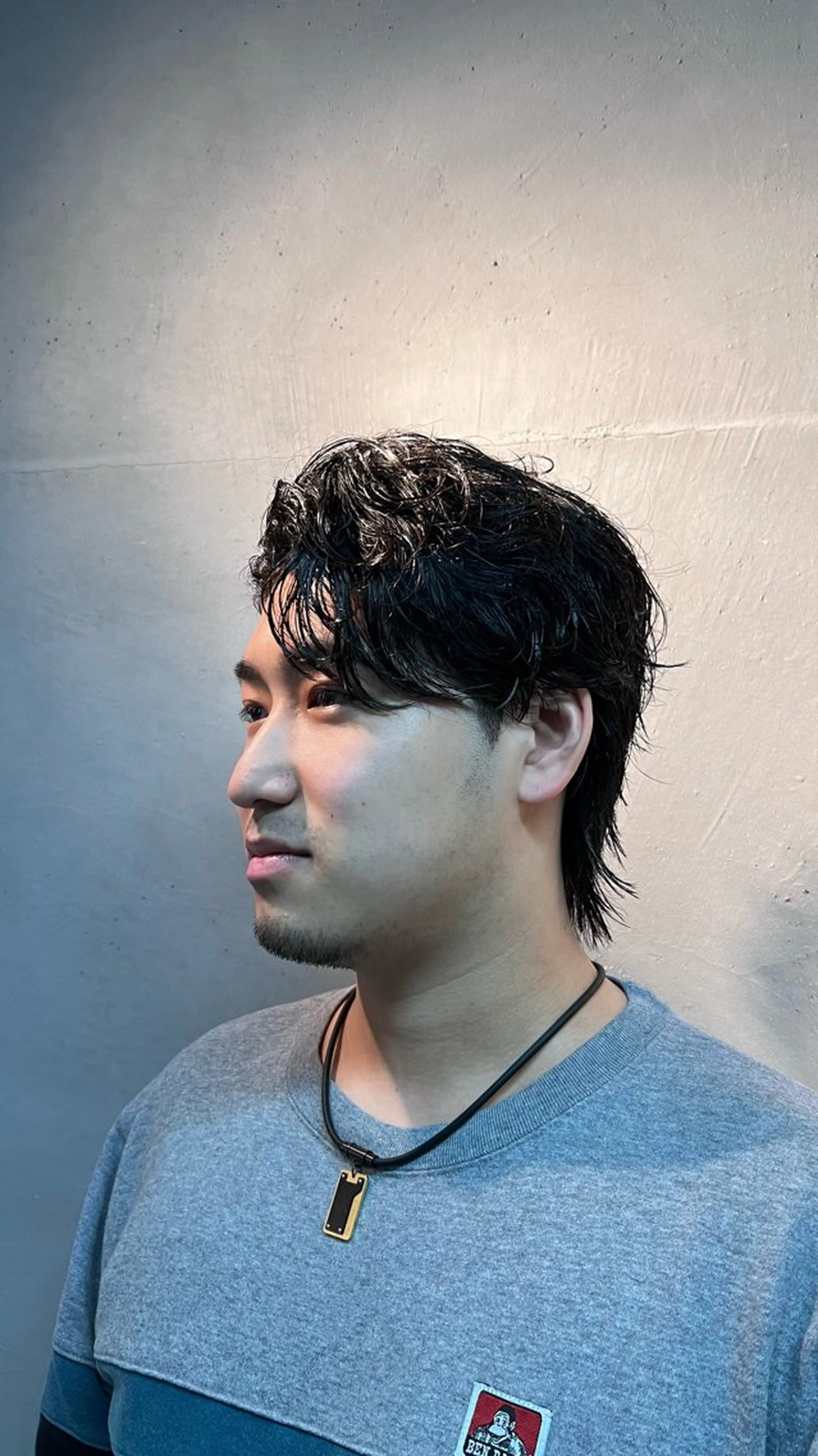 ショート パーマ メンズ センターパート かきあげバング カット パーマ Alo所属・💥メンズパーマ /表参道/モント💥のヘアスタイル