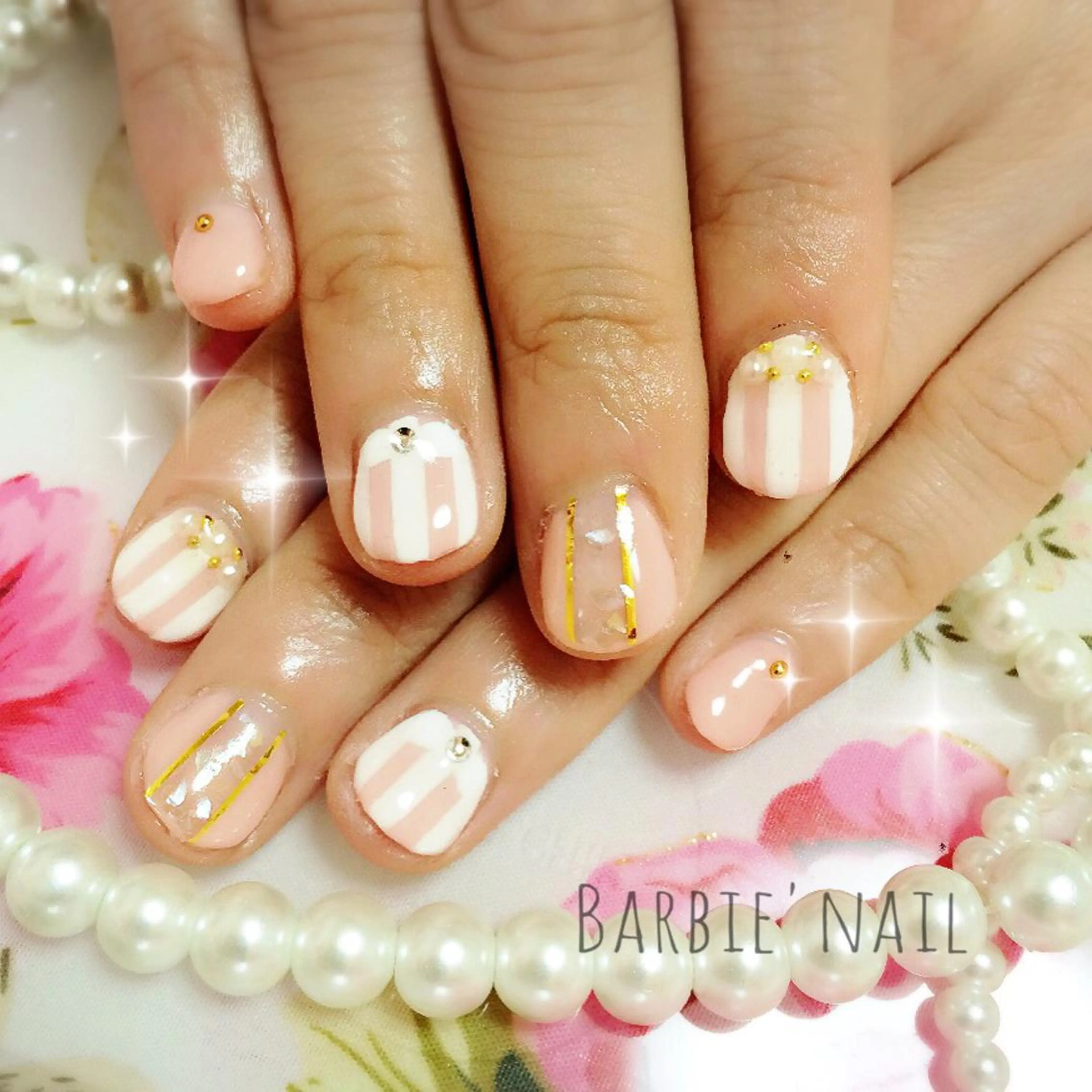 ネイル ジェルネイル ピンク リボン 春ネイル ホワイト 27salon yuinaのネイルデザイン