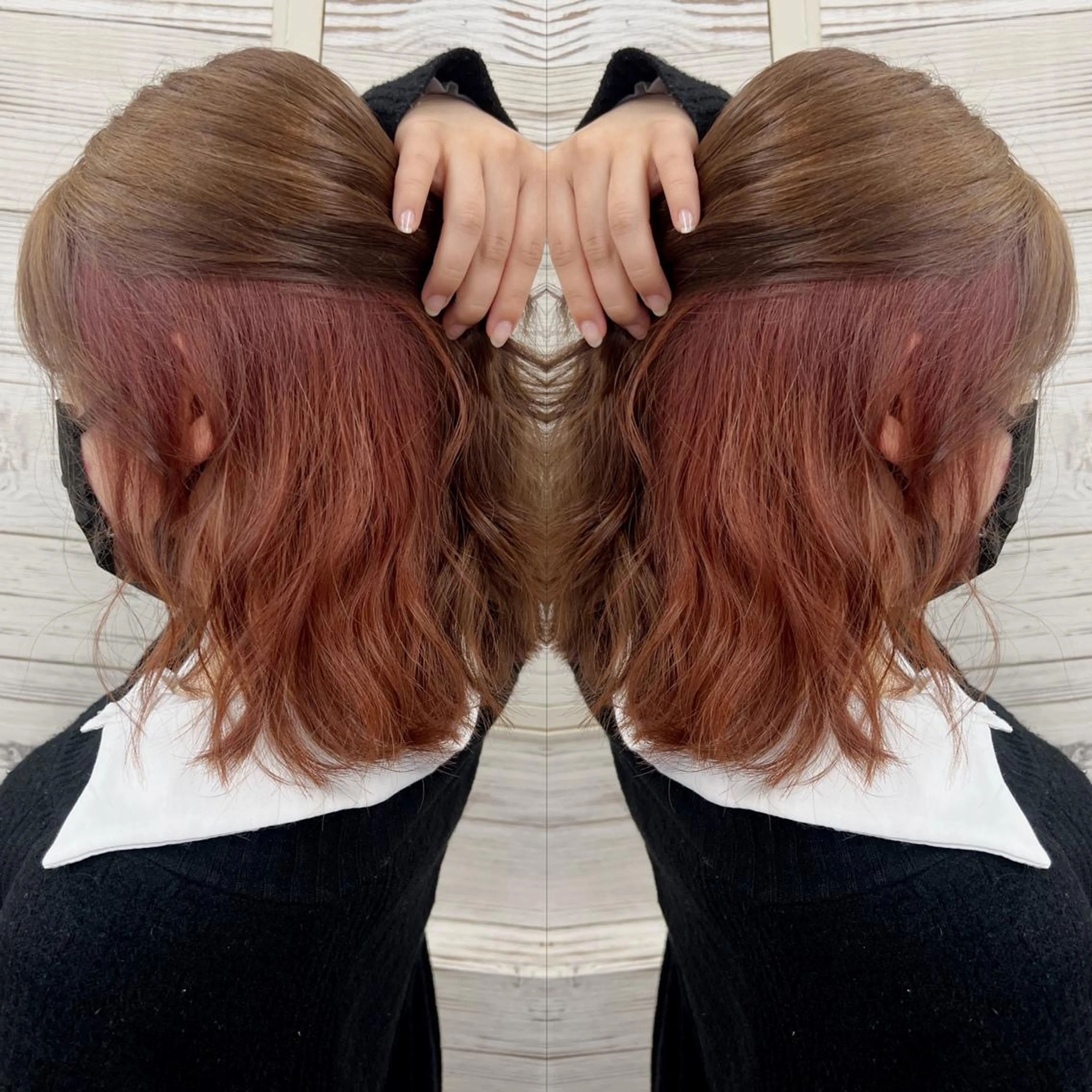 ショート カラー ヘアアレンジ ベージュカラー 黒髪 ブリーチ グレージュ インナーカラー ヘアカラー トリートメント 枝毛カット＆髪質改善 満足NO.1岡しゃんのヘアスタイル