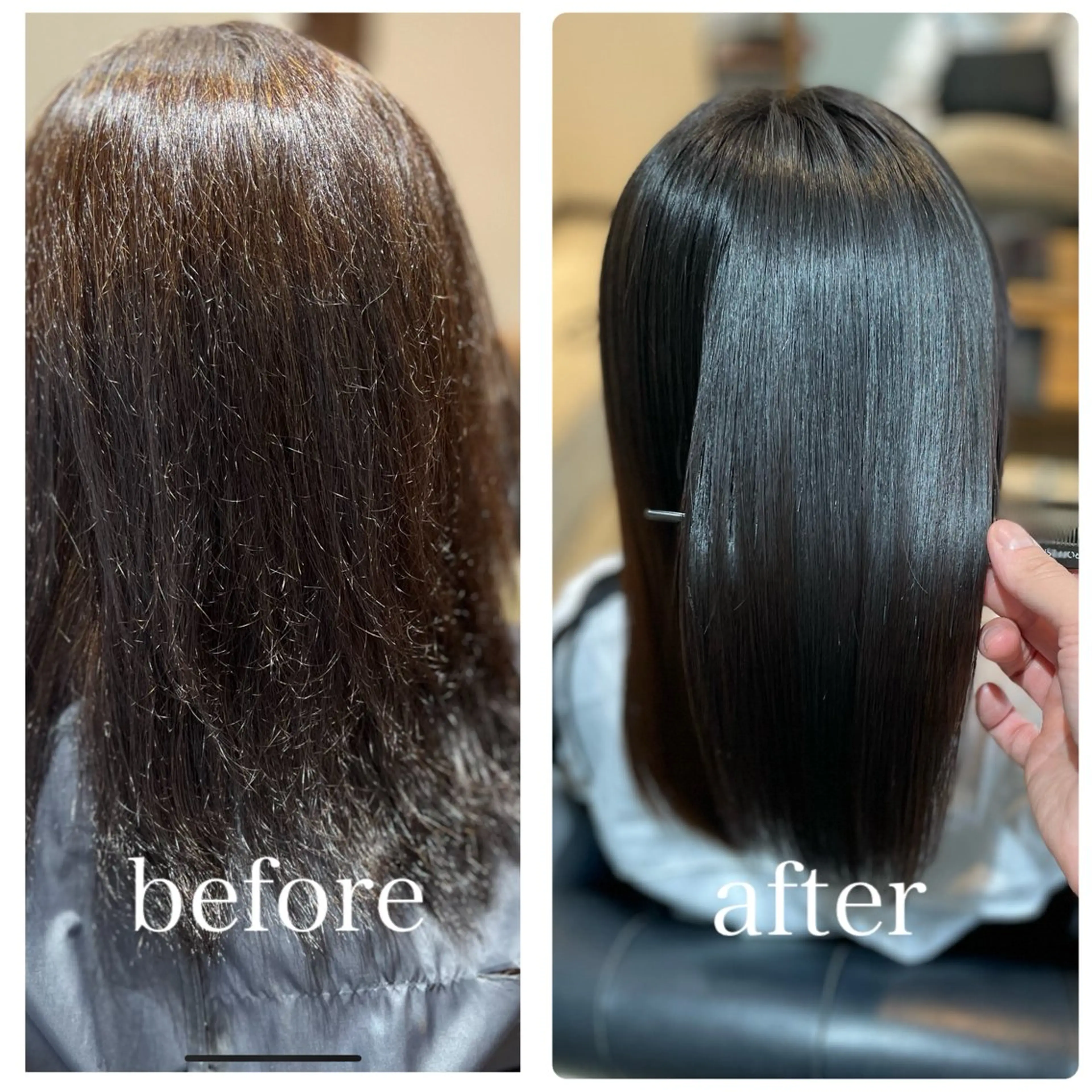 ミディアム カット 縮毛矯正 aletta 大森町のヘアスタイル