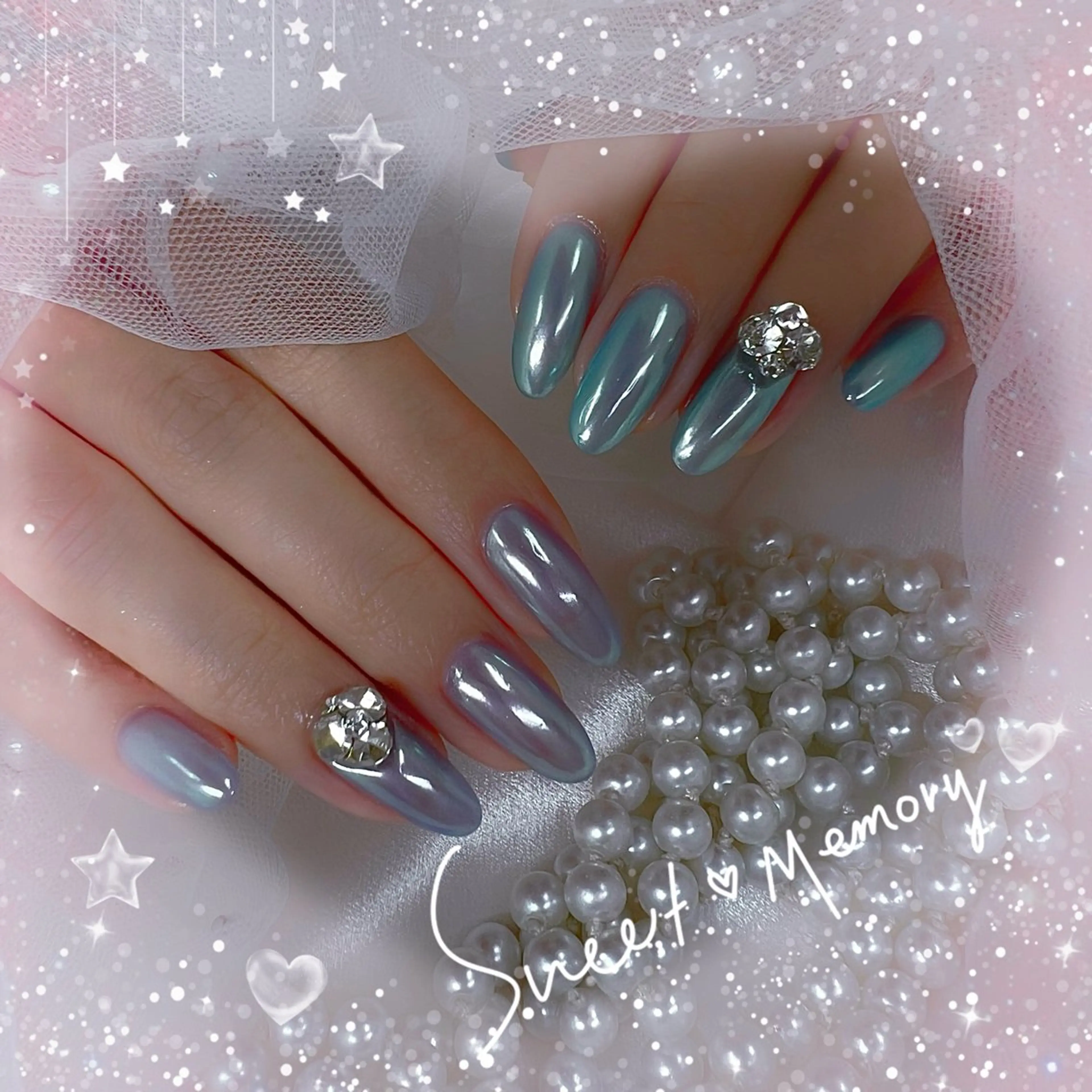 ネイル チークネイル フレンチネイル ガーリー ガラスフレンチ グラデーション ハンドネイル Chill Nailsalonのネイルデザイン