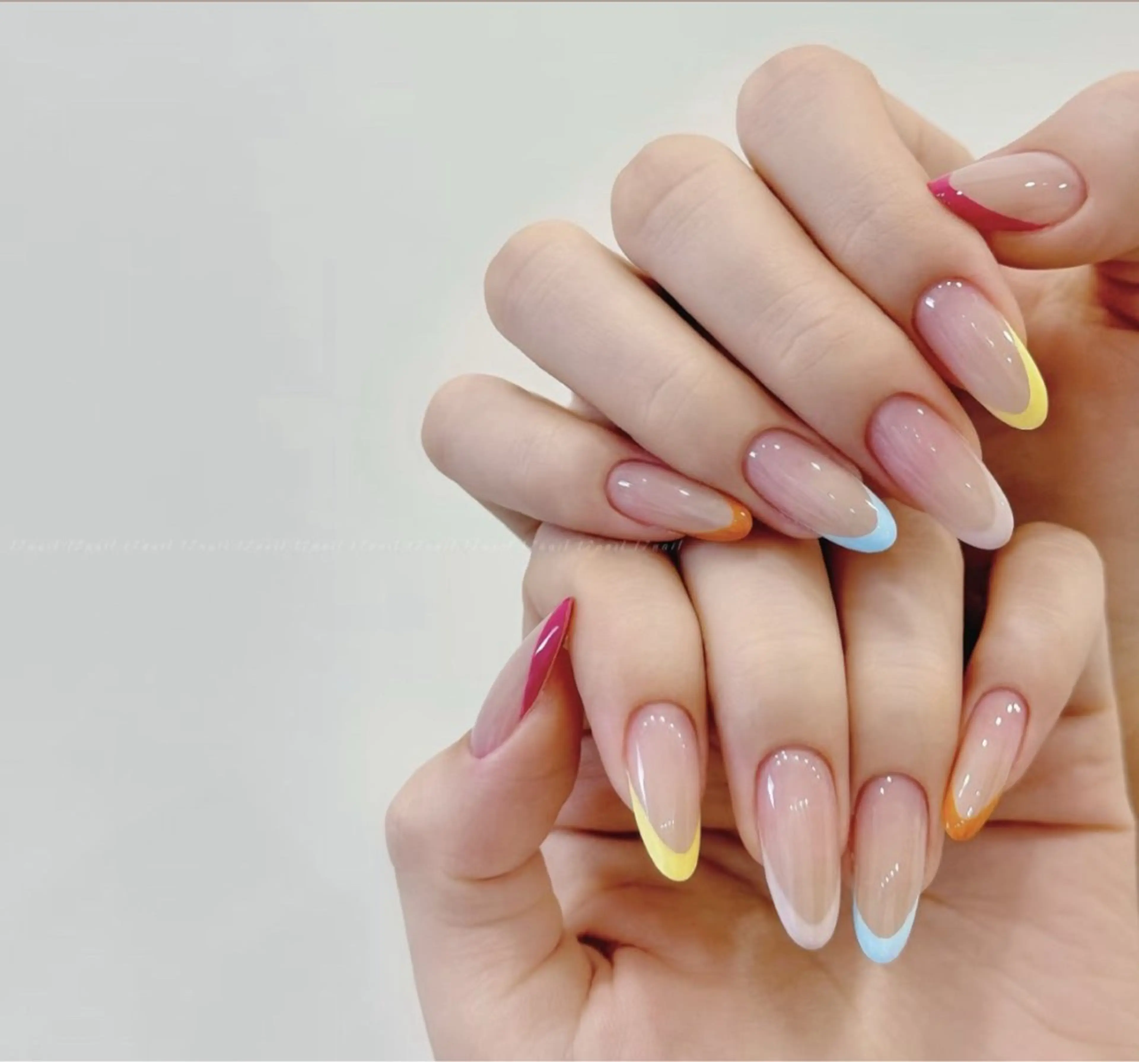ネイル アートネイル オーロラネイル チークネイル フレンチネイル ガラスフレンチ 🎀🎀YooLi Nail Salonのネイルデザイン