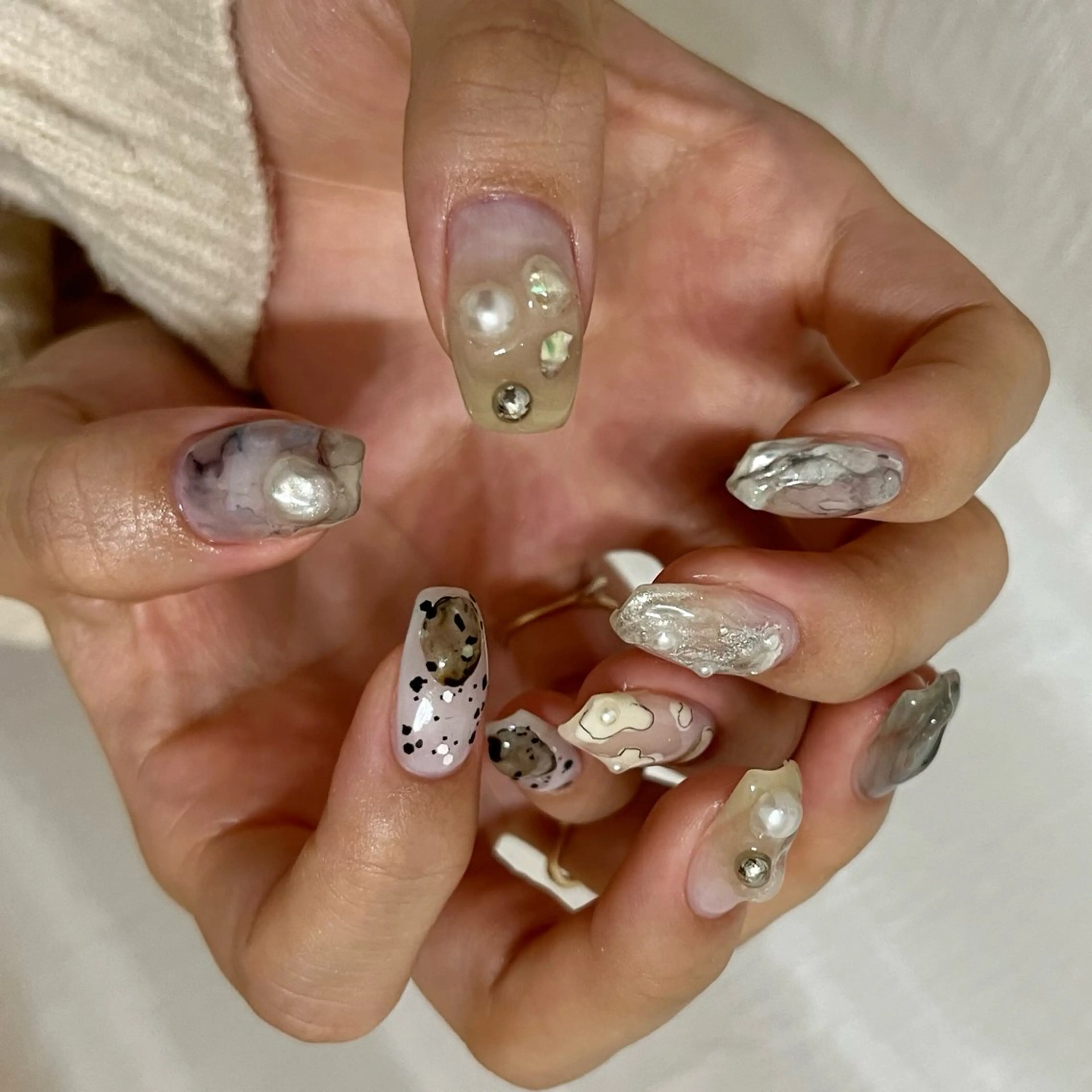 ネイル グリーン 持ち込み ハンドネイル nail salon O (en)所属・vegh. nail／阿波座のネイルデザイン