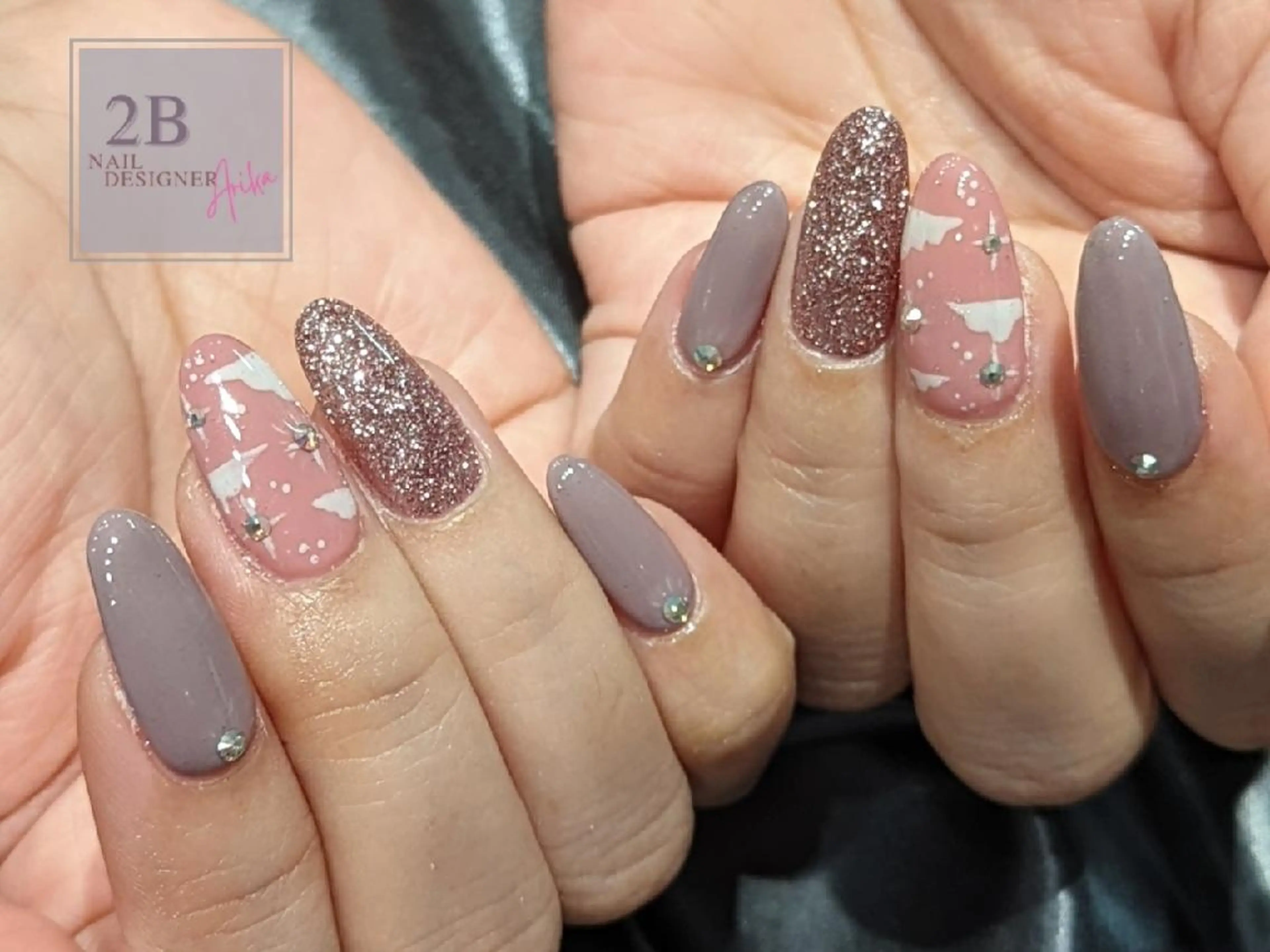 ネイル アートネイル フラッシュネイル ピンク シンプルネイル ブライダルネイル 2B__nails ニービー京都伏見区のネイルデザイン