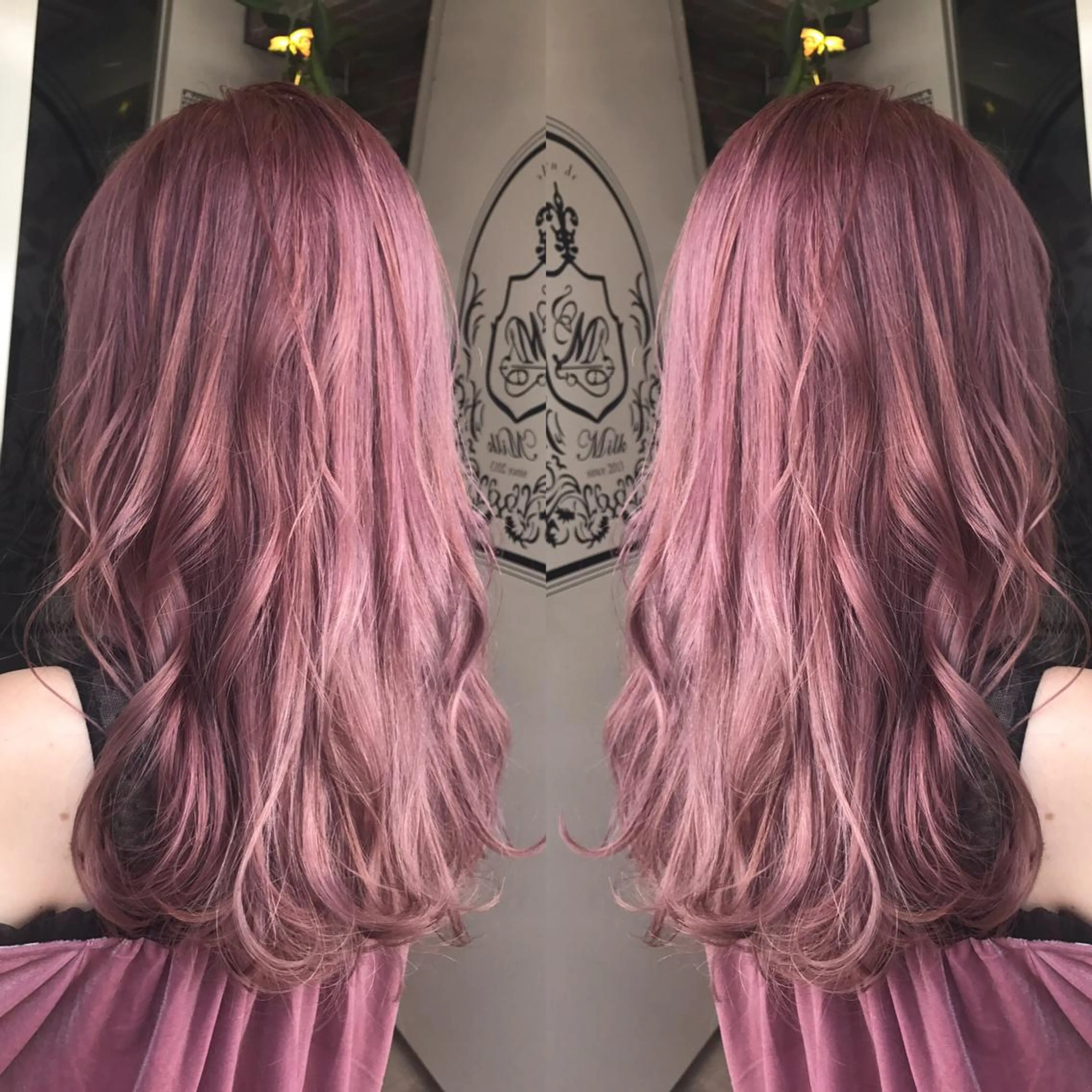 セミロング カラー パーマ ヘアアレンジ メンズ キッズ ネイル マツエク・マツパ メンズハイトーン ハイトーンカラー ピンクカラー カラーマツエク ピンク サロンドミルク 原宿のヘアスタイル