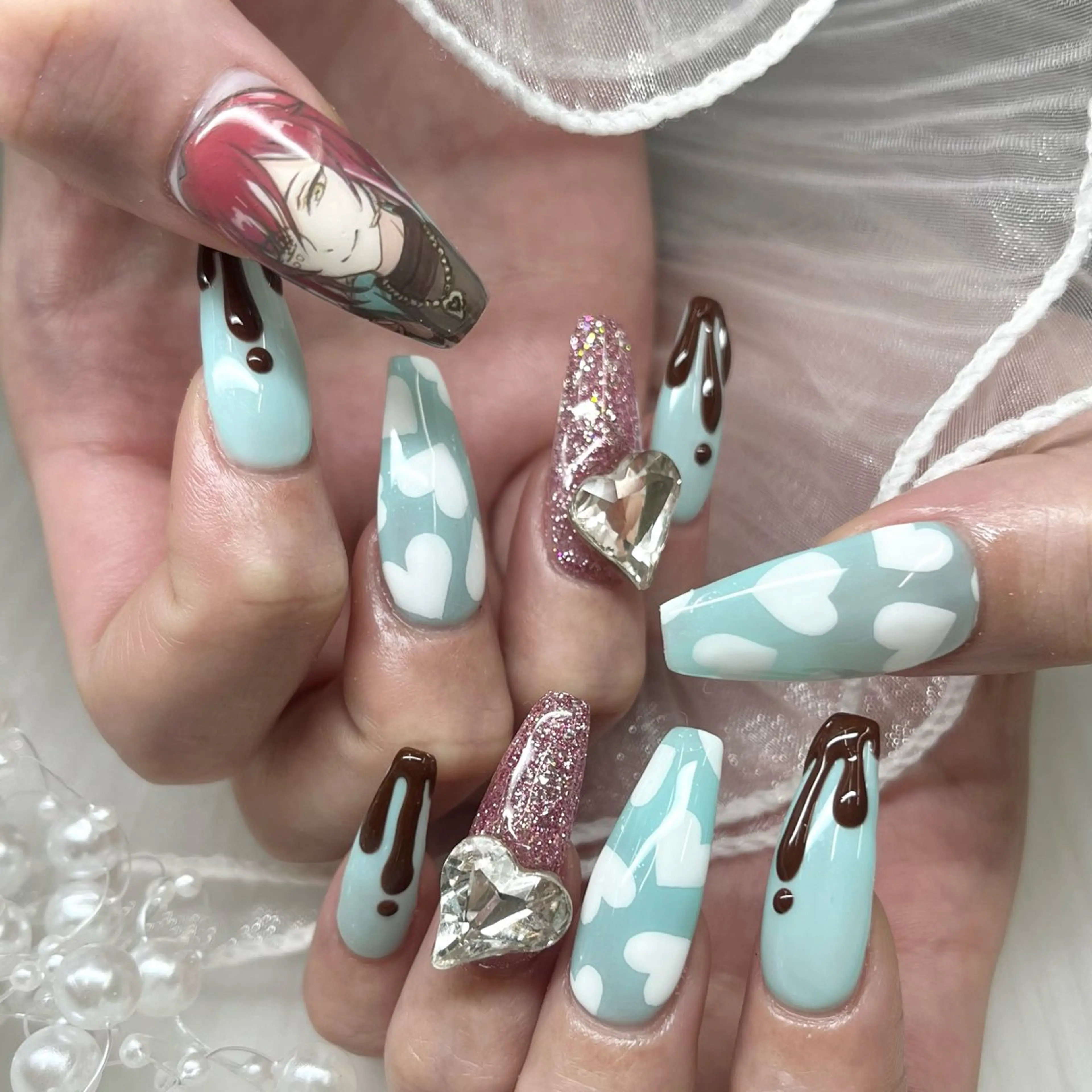 ネイル ハート ハンドネイル 池袋痛ネイル Nok. 渡辺のネイルデザイン