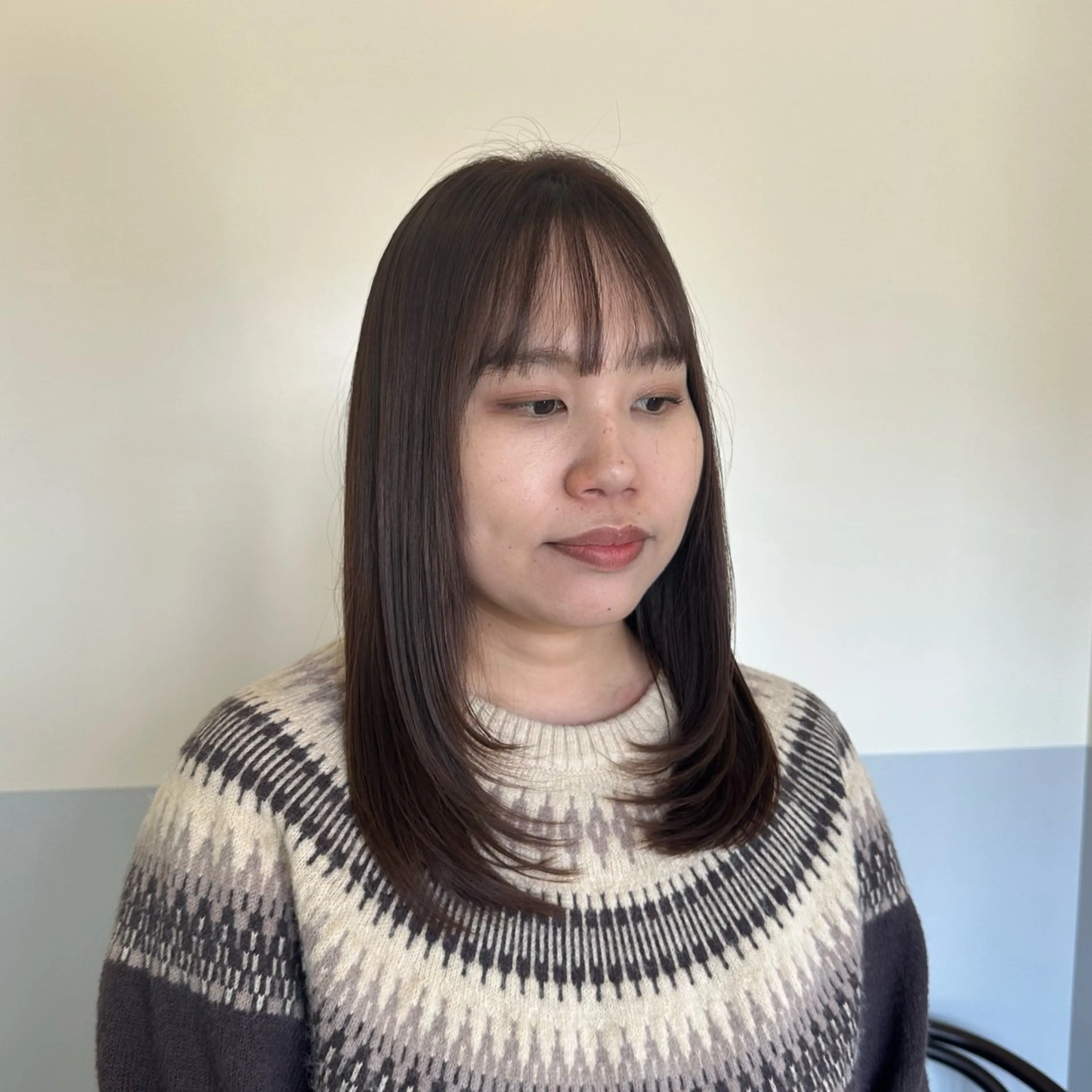 セミロング カラー レイヤーカット ヘアカラー 艶カラー/岡崎 /おかもとななのヘアスタイル