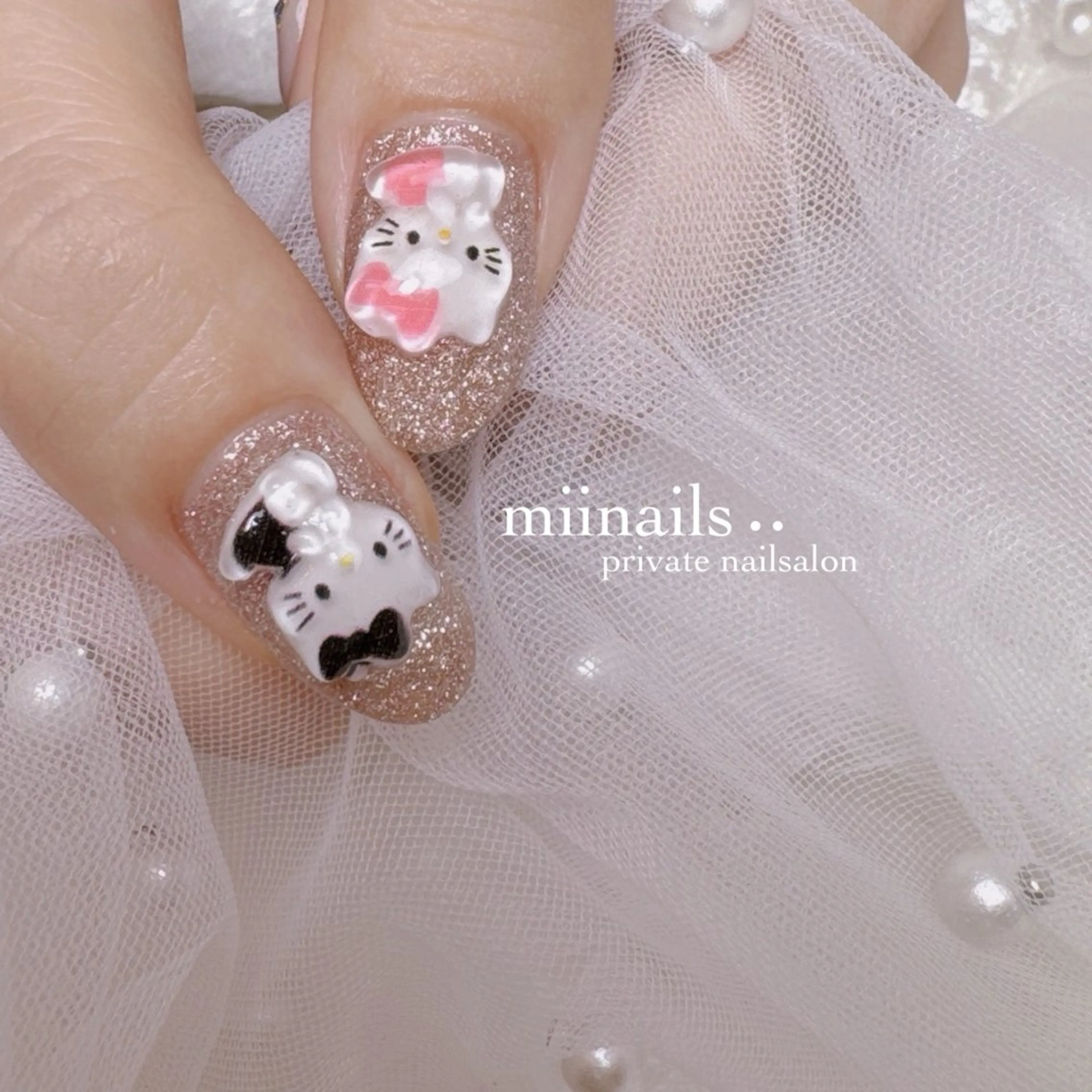 ネイル キラキラネイル 韓国ネイル ワンホンネイル ハンドネイル nailsalon miinailsのネイルデザイン