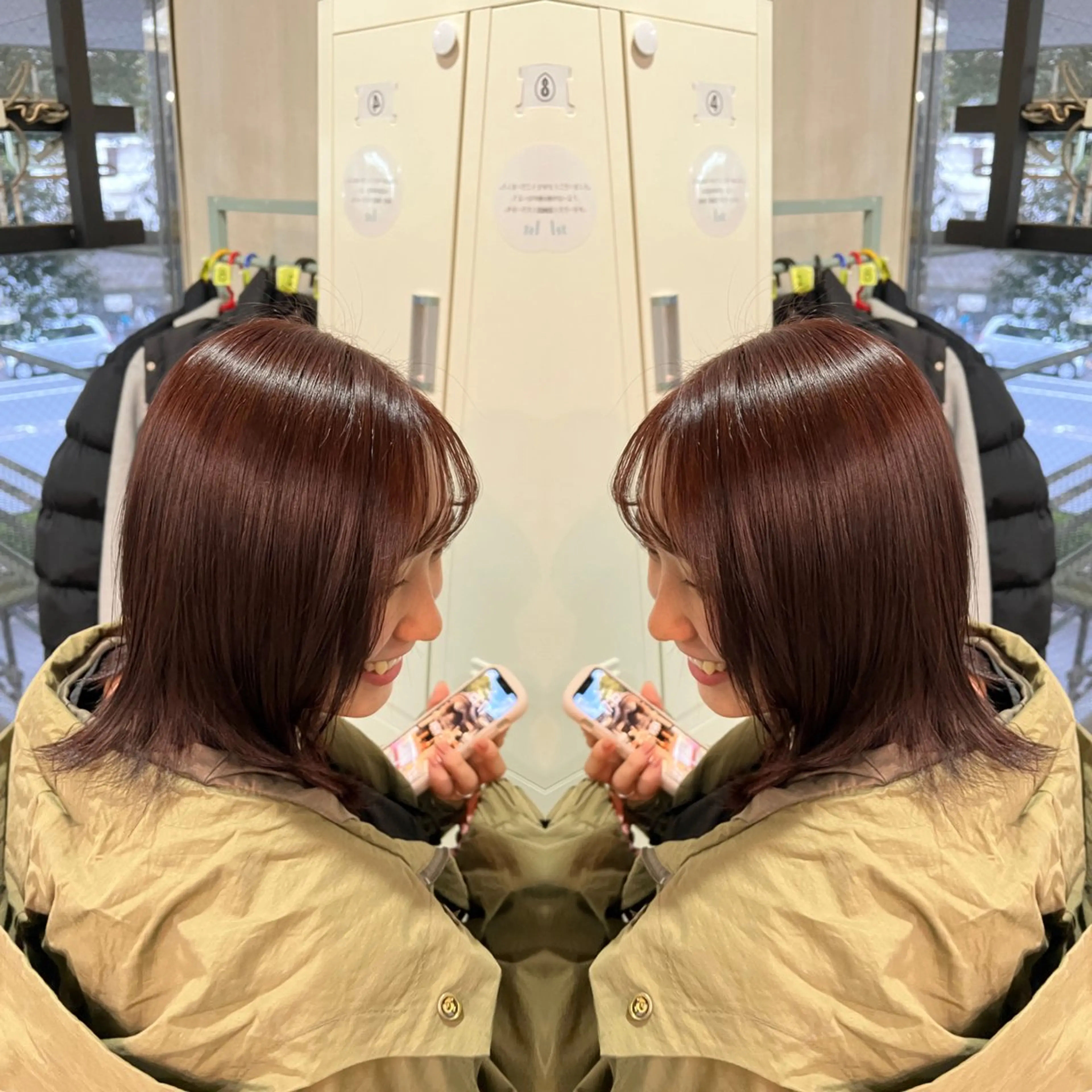 ミディアム カラー レイヤー/ボブ/ ミニボブ/AOIのヘアスタイル