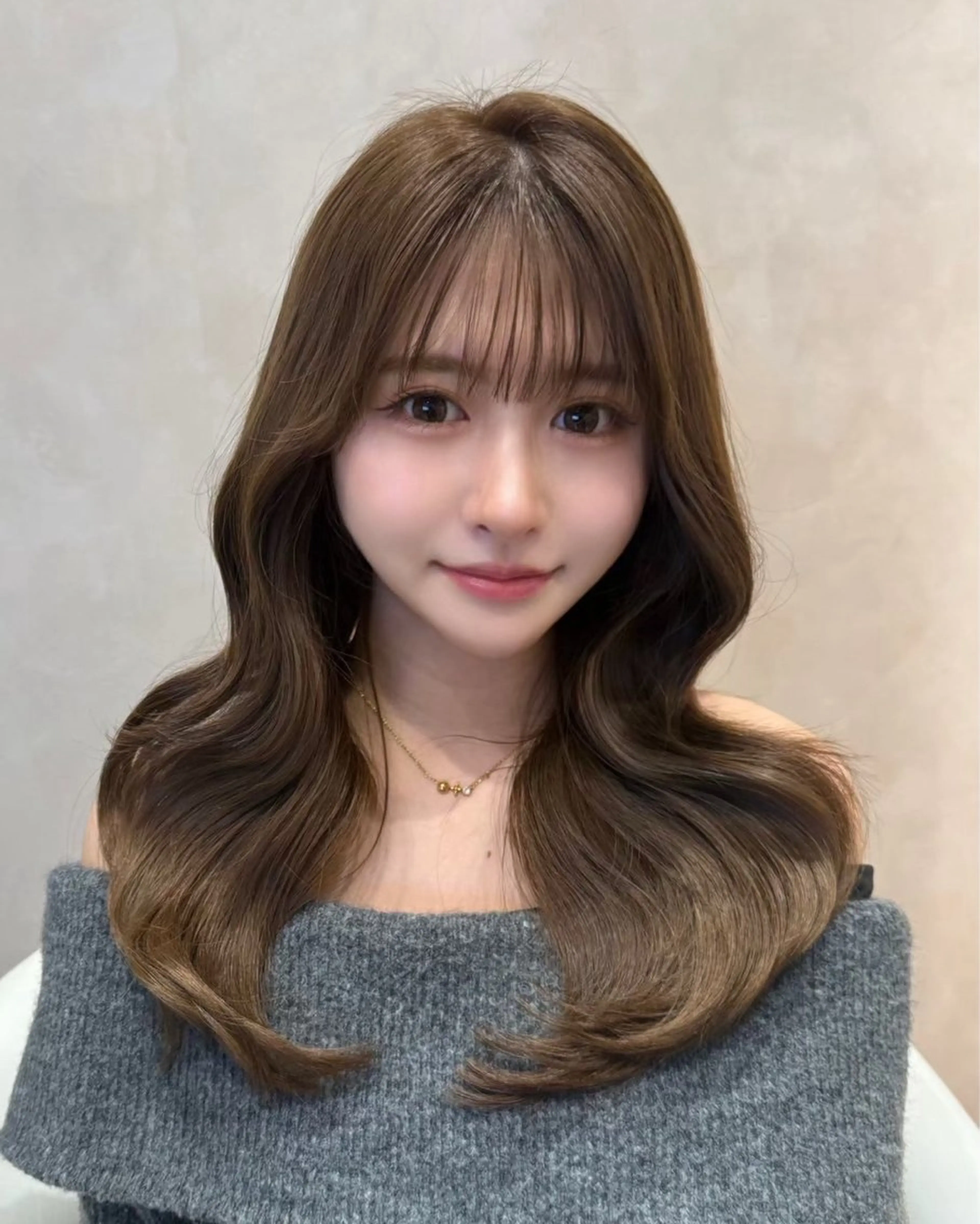 セミロング 韓国風ヘア 韓国ヘア/美髪矯正/ Haruna🦋のヘアスタイル