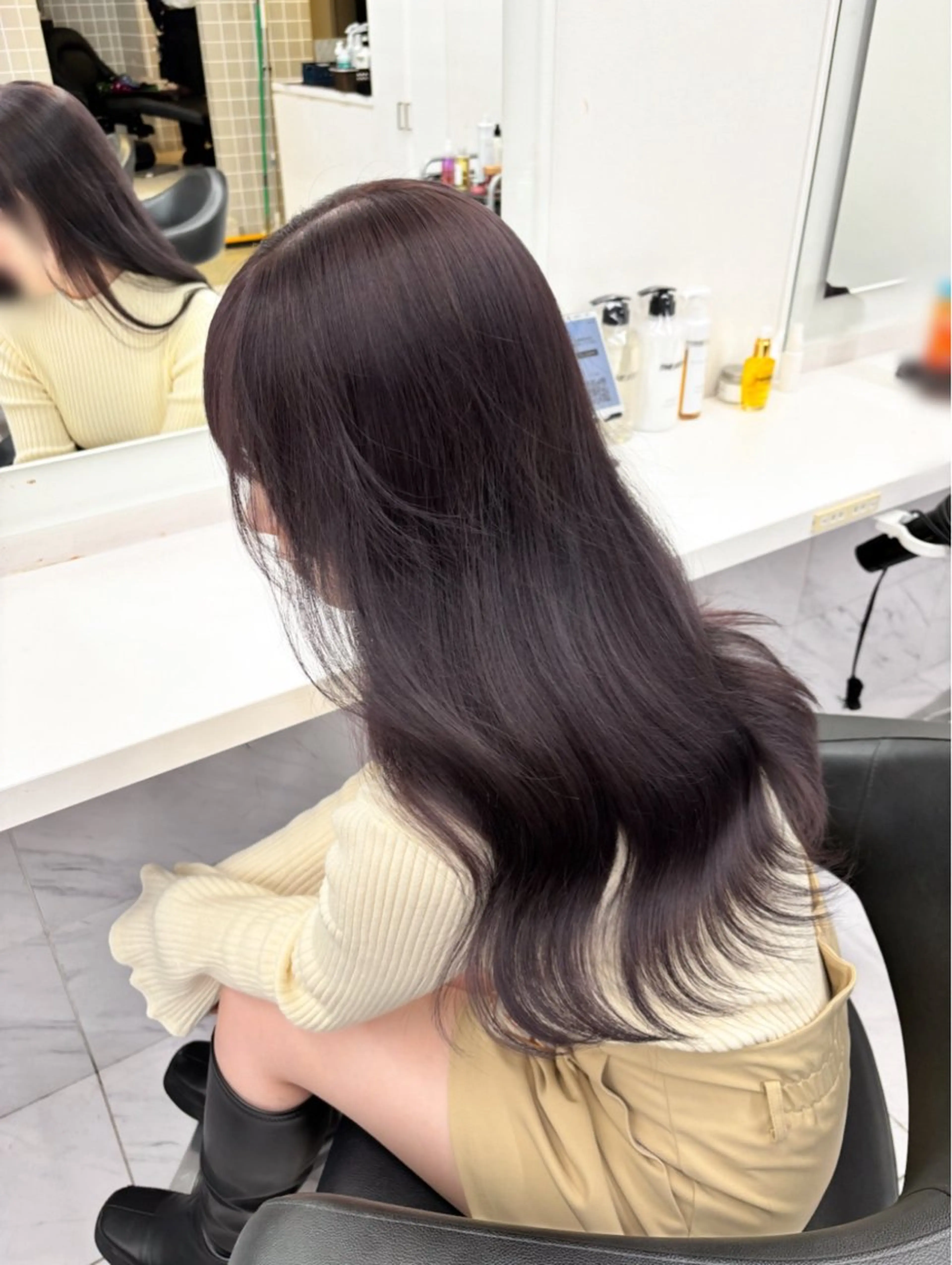 ロング カラー ベージュカラー グレージュ ラベンダーカラー ラベンダーグレージュ ラベンダーベージュ ヘアカラー トリートメント ヘッドスパ 表参道ハッシュカット レイヤー/リノンのヘアスタイル