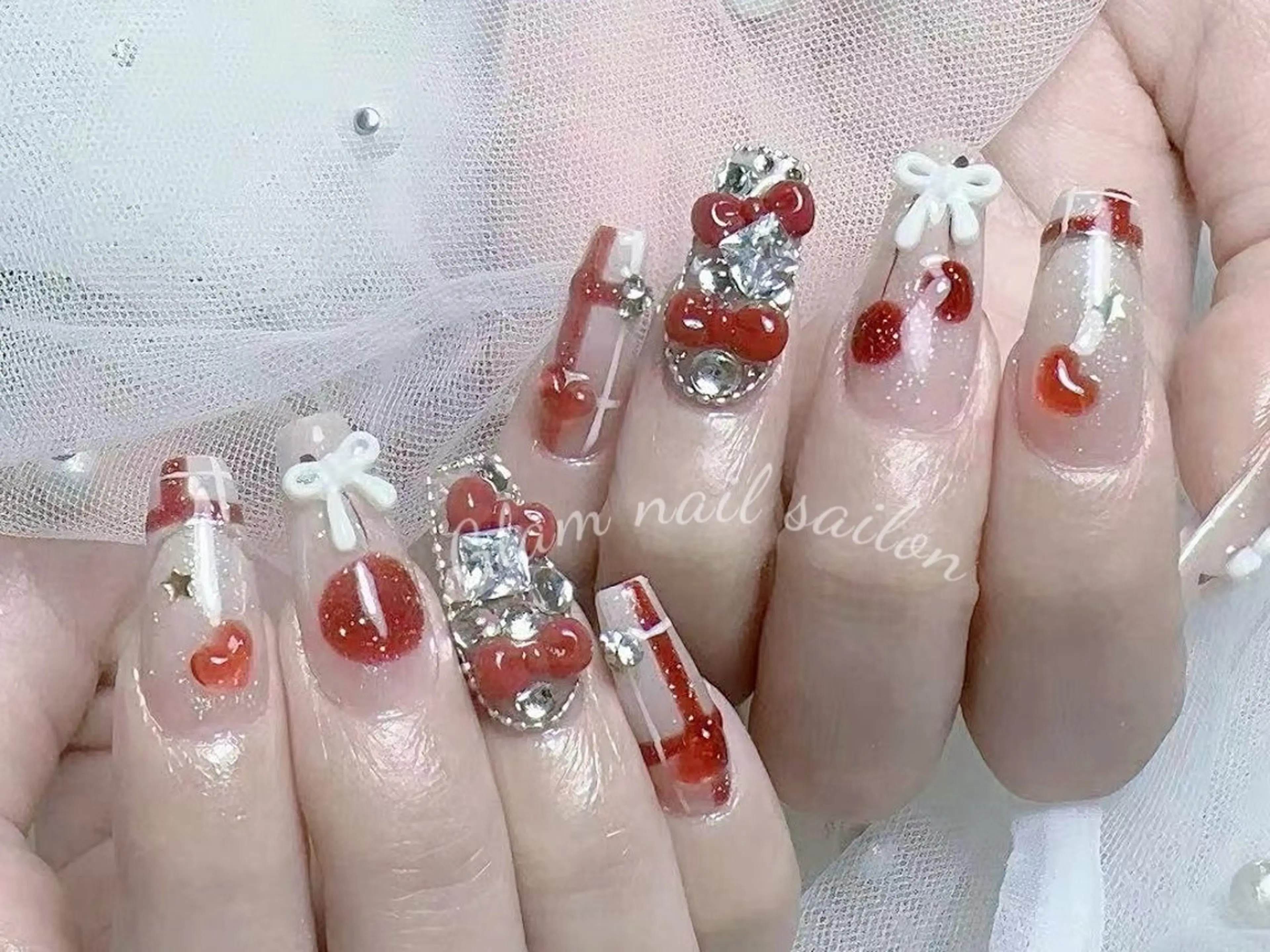 ネイル エツメ💅 長さだし🎀デザインのネイルデザイン