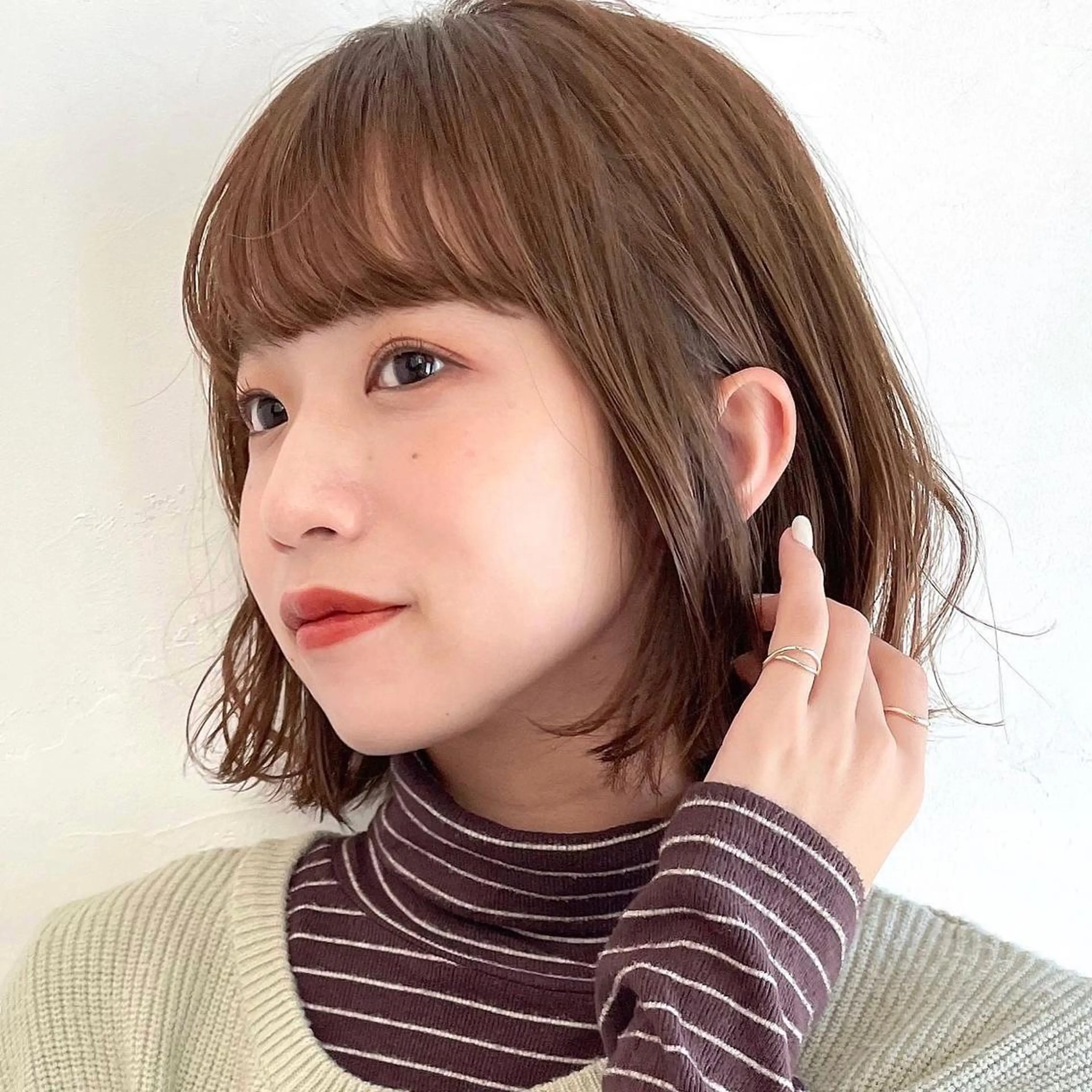 ミディアム カラー OAK 学芸大学所属・秋葉萌　透明感カラー /レイヤー/ボブ♡のヘアスタイル