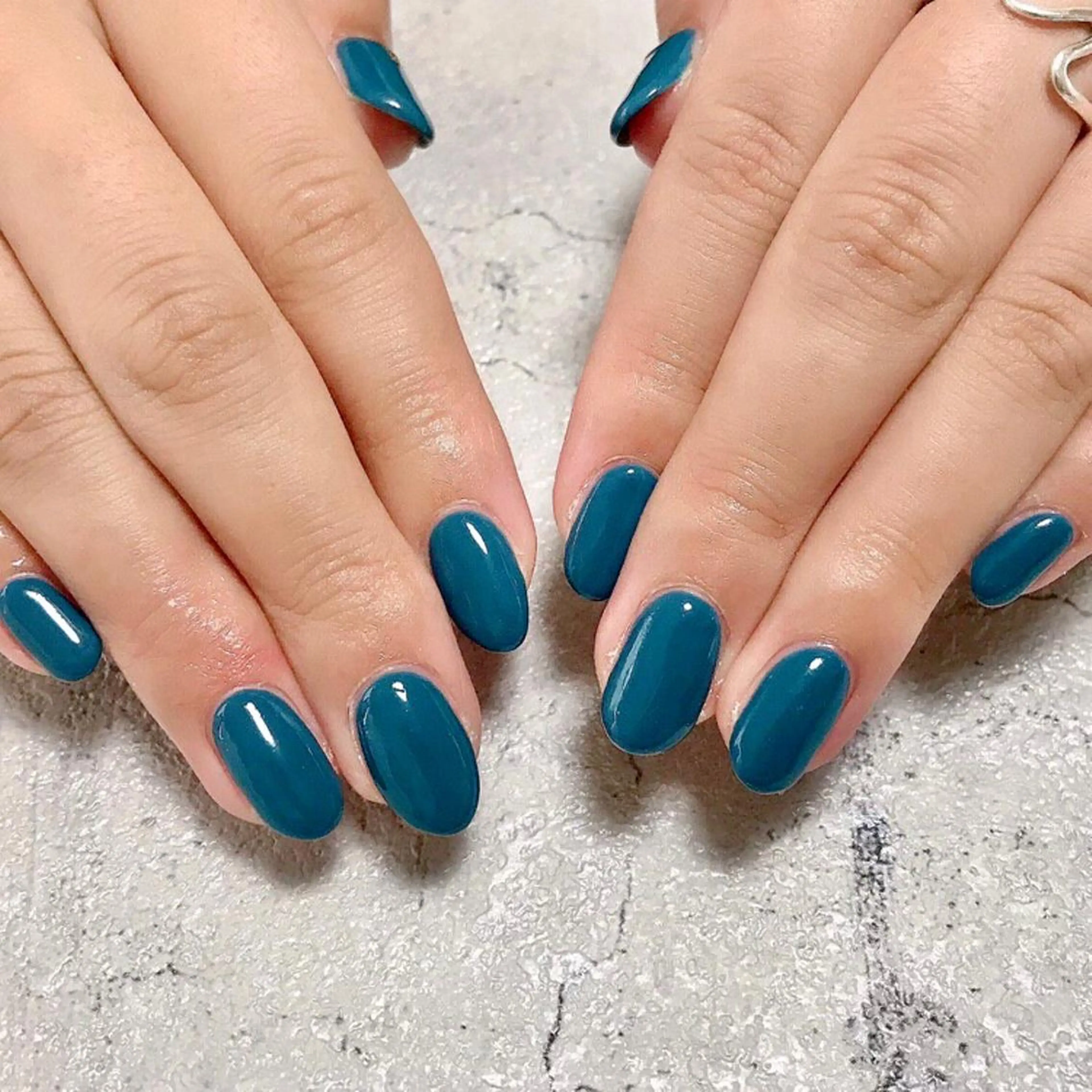 ネイル ブルー ワンカラーネイル ハンドネイル Mogu nail 二子玉川のネイルデザイン