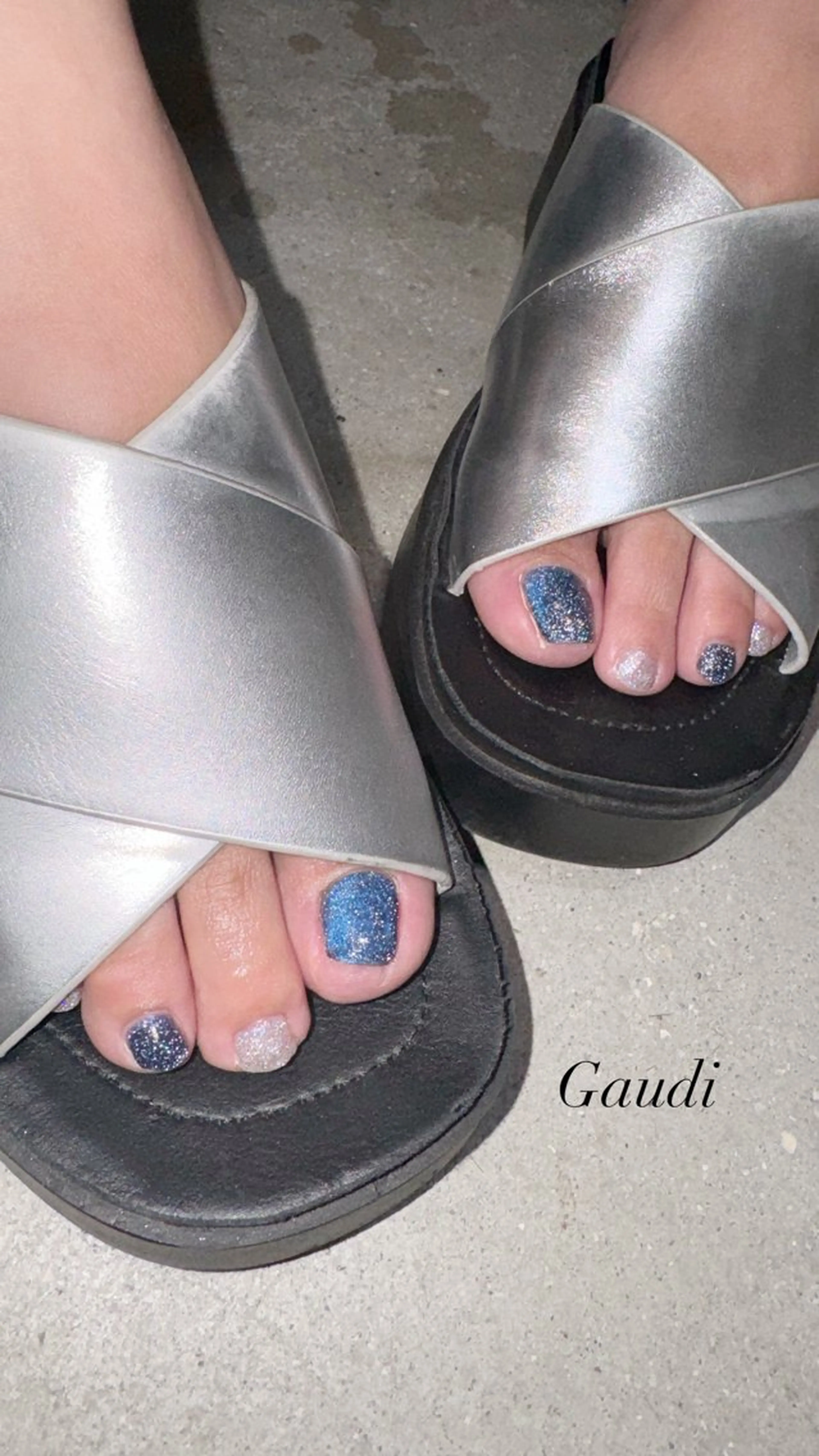 ネイル ブルー フラッシュネイル ラメ(グリッター) シルバー Gaudi.Nail Rinaのその他イメージ