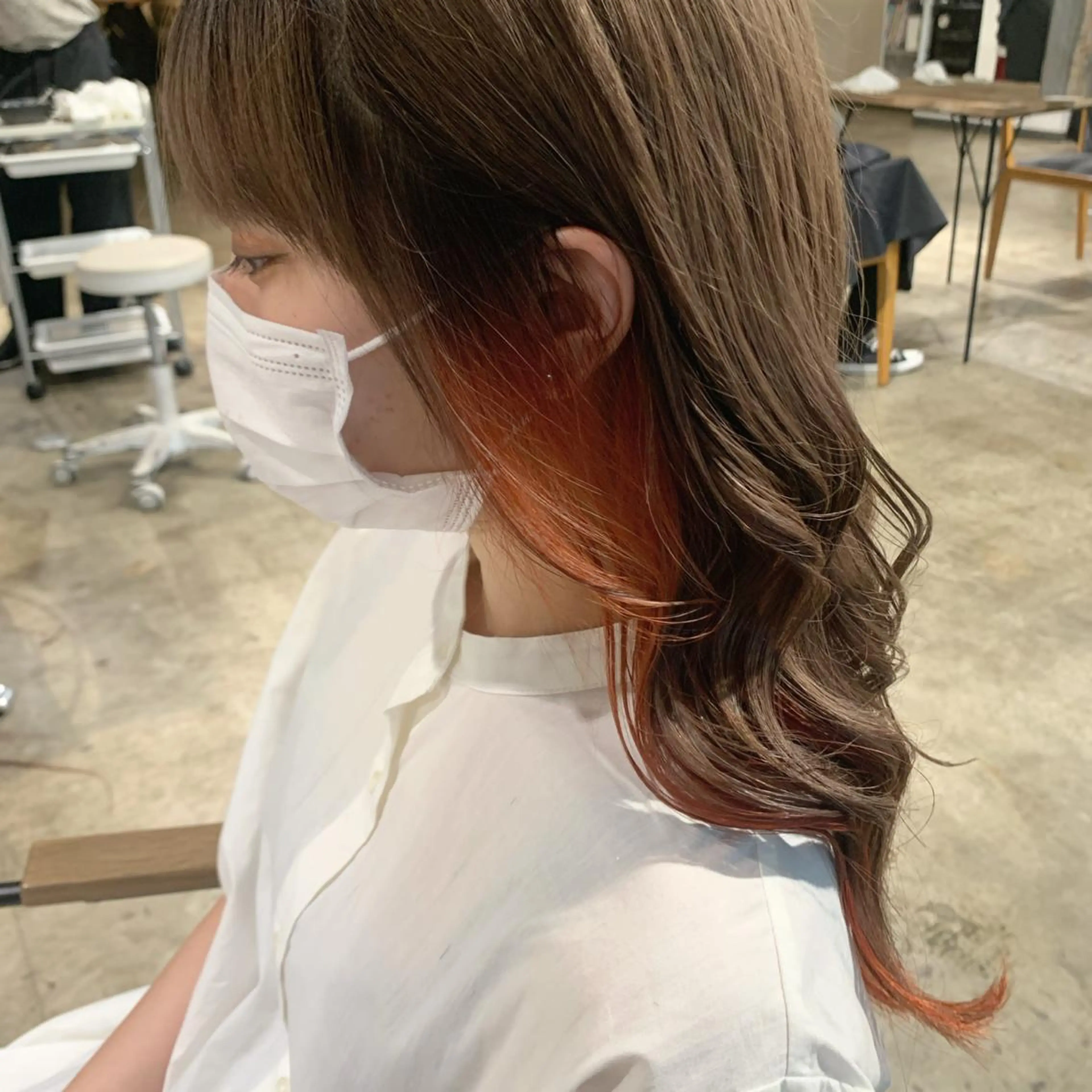 ミディアム カラー オレンジ ヘアカラー トリートメント ヘアセット ✨艶ブリーチカラー ✨四ノ宮裕己のヘアスタイル