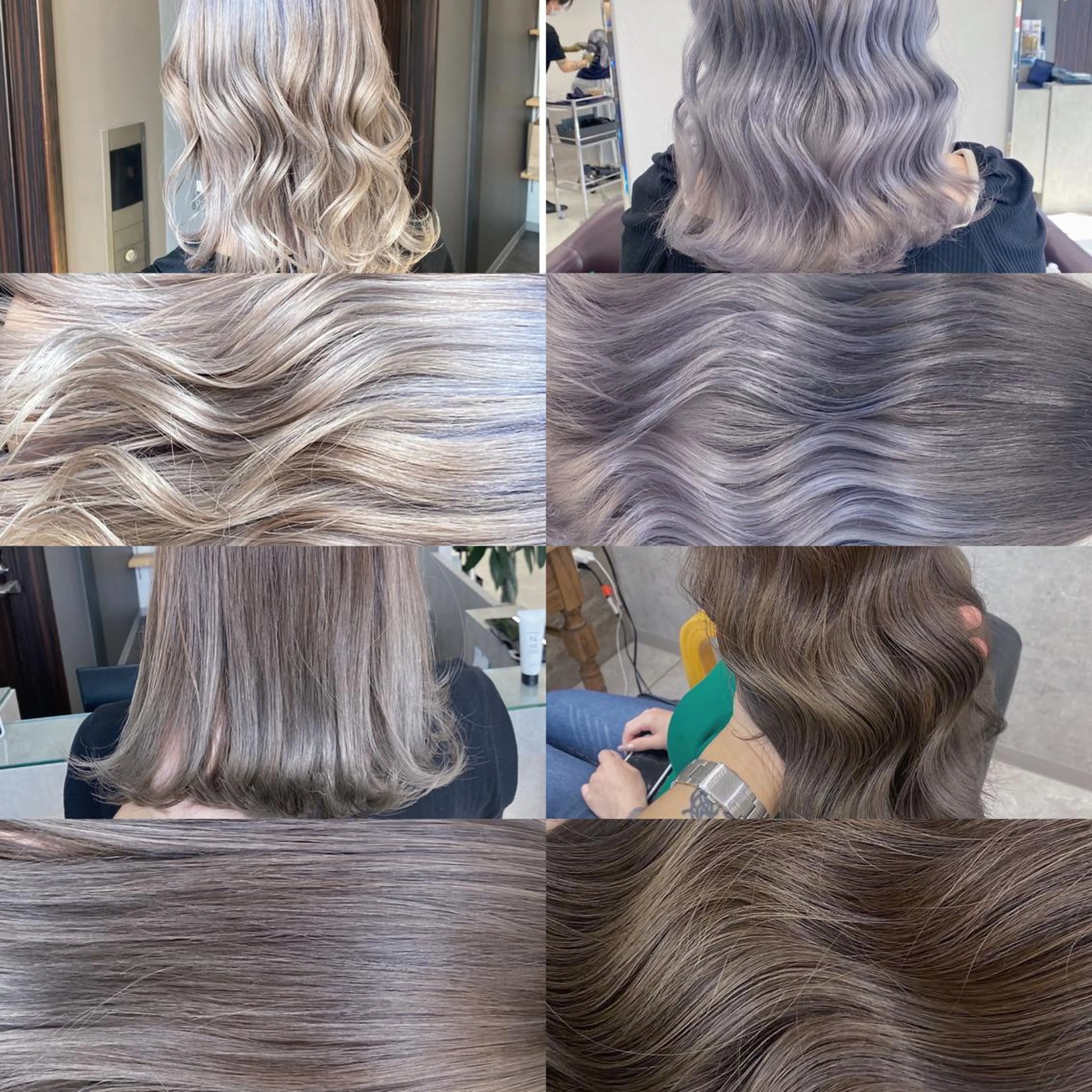 ミディアム カラー ブリーチ グレージュ ハイトーンカラー ラベンダーカラー ネイビーカラー jill by gisel＿奥家のヘアスタイル