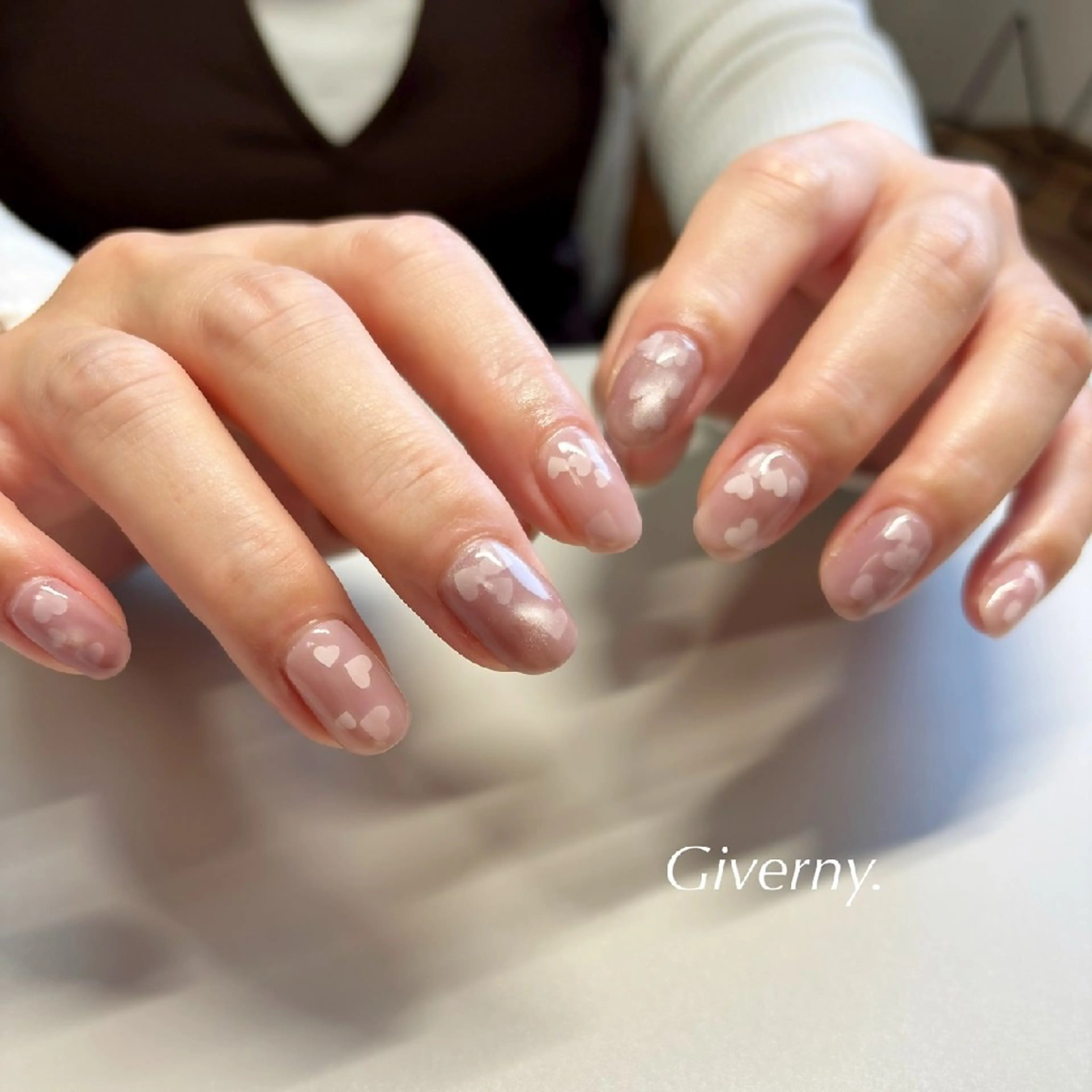 ネイル ハート バレンタイン ハンドネイル Giverny .のネイルデザイン