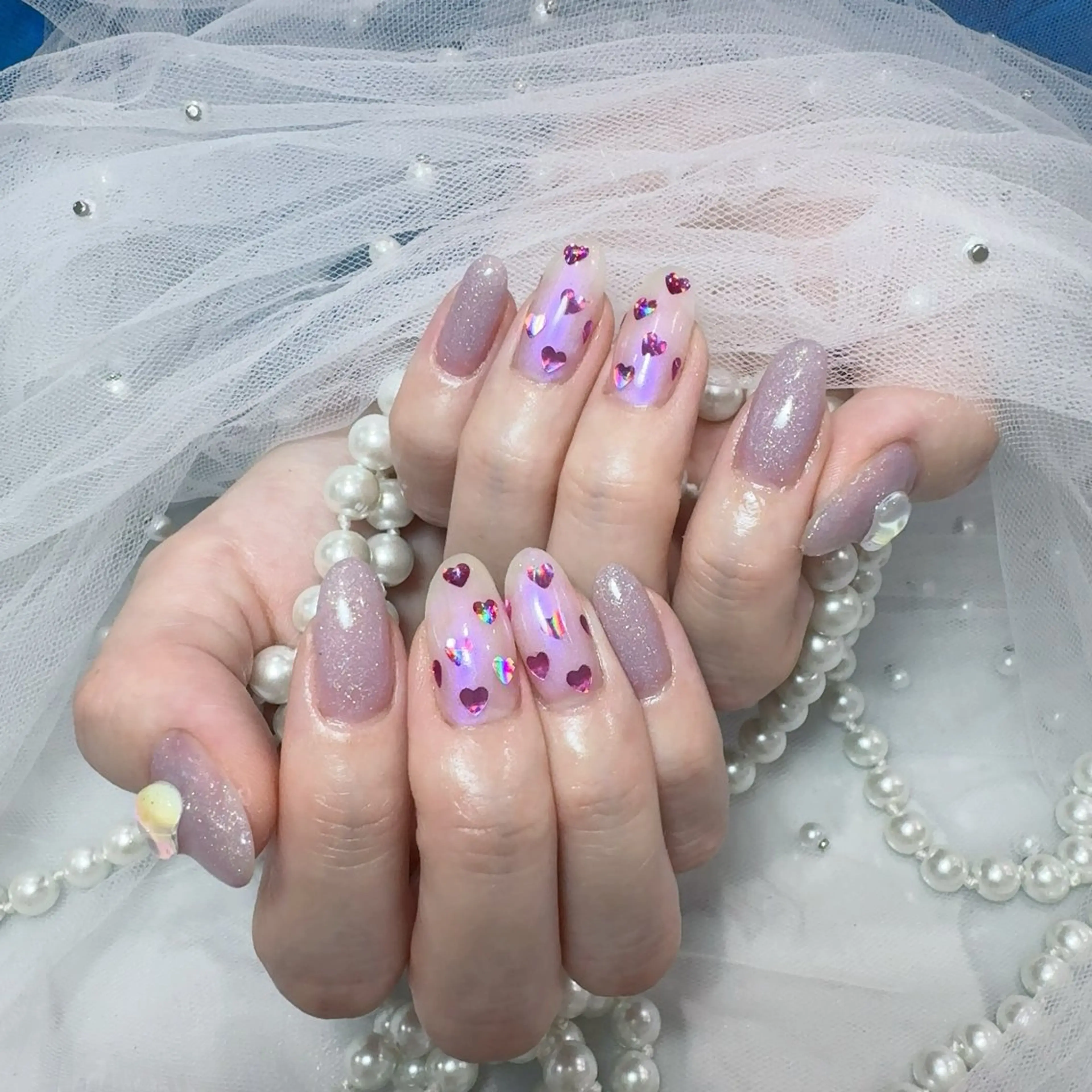 ネイル アートネイル フラッシュネイル フレンチネイル ジェルネイル ガラスフレンチ ハンドネイル You&Me Yukiのネイルデザイン