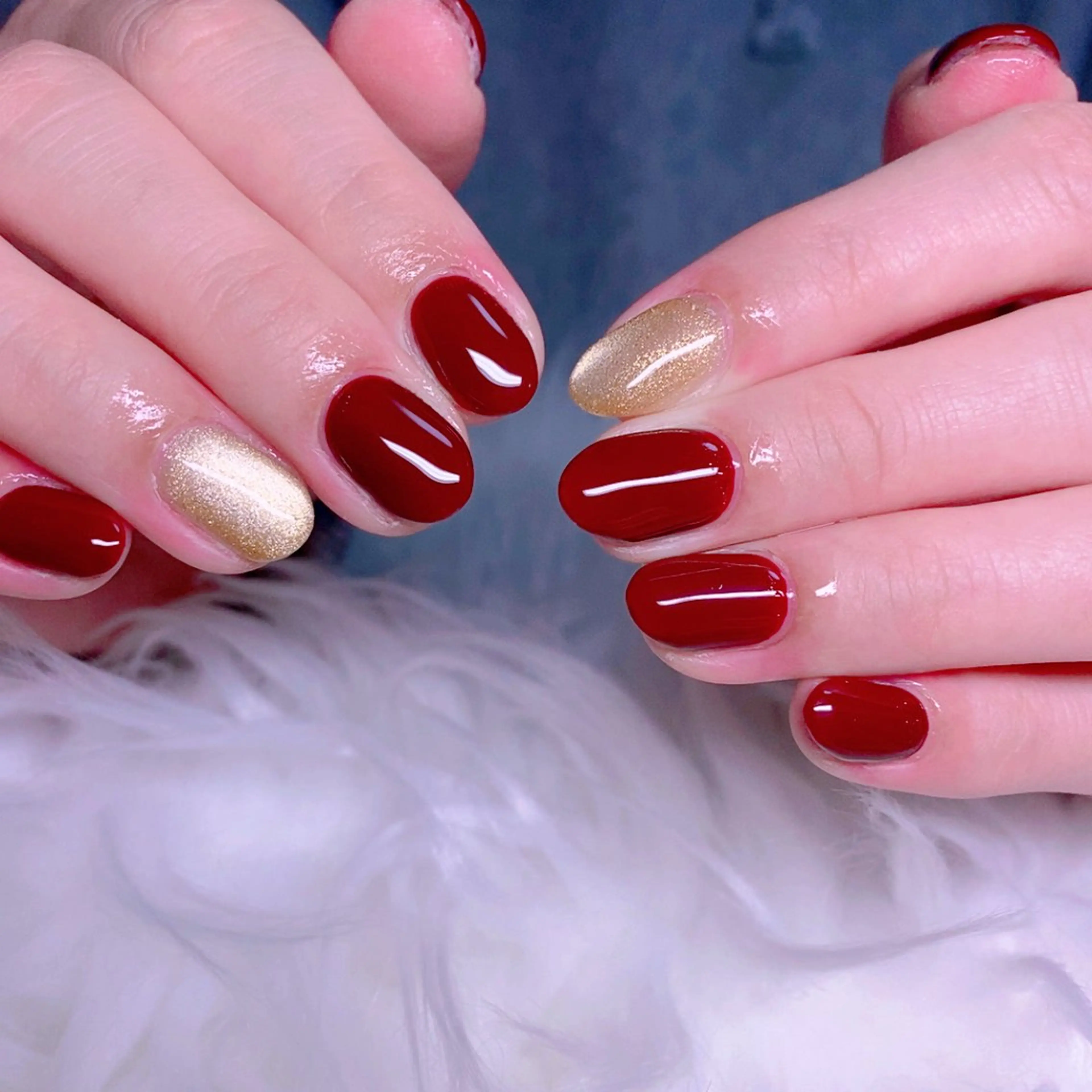 ネイル オフィスネイル 赤色 シンプルネイル ハンドネイル Nail Yunaのネイルデザイン