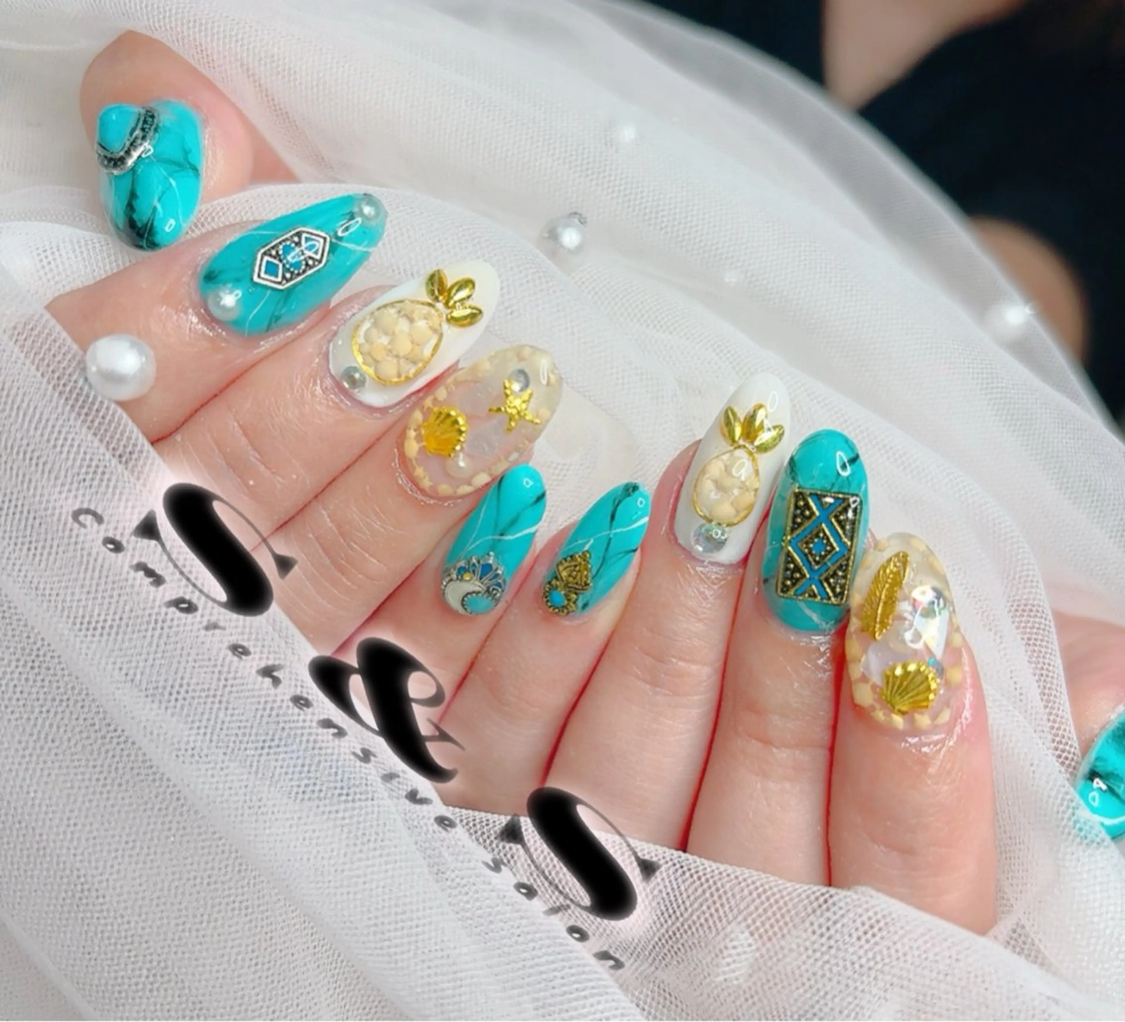 ネイル 長さ出し メンズネイル 持ち込み 夏ネイル ワンホンネイル S&S 村田小百合のネイルデザイン