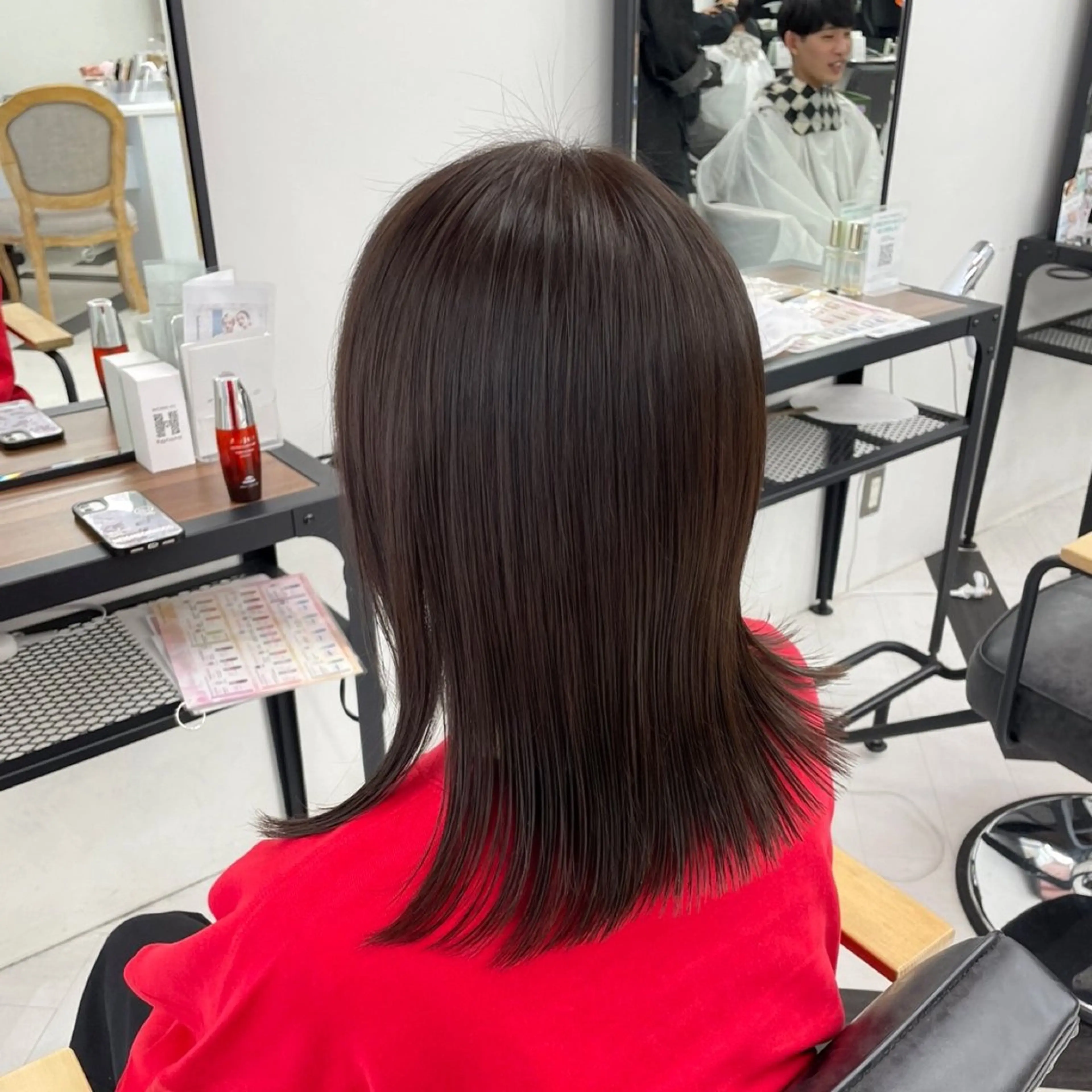 セミロング カラー パーマ ヘアアレンジ メンズ 透明感カラー グレージュ トリートメント mona/ ストレートスタイル✨のヘアスタイル