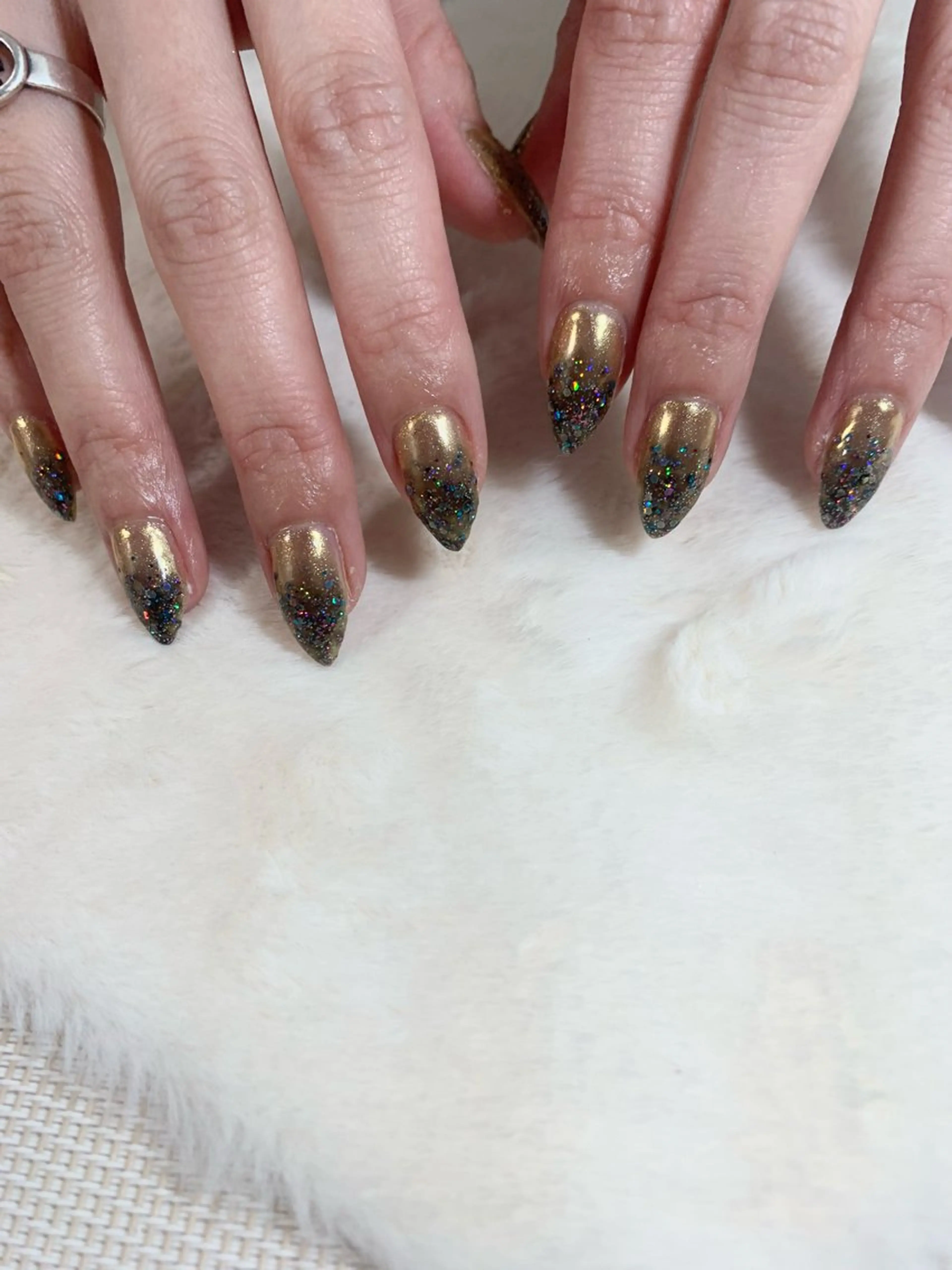 ネイル ラメ(グリッター) ラメグラデーション ミラーネイル ハンドネイル 北川 恭子のネイルデザイン