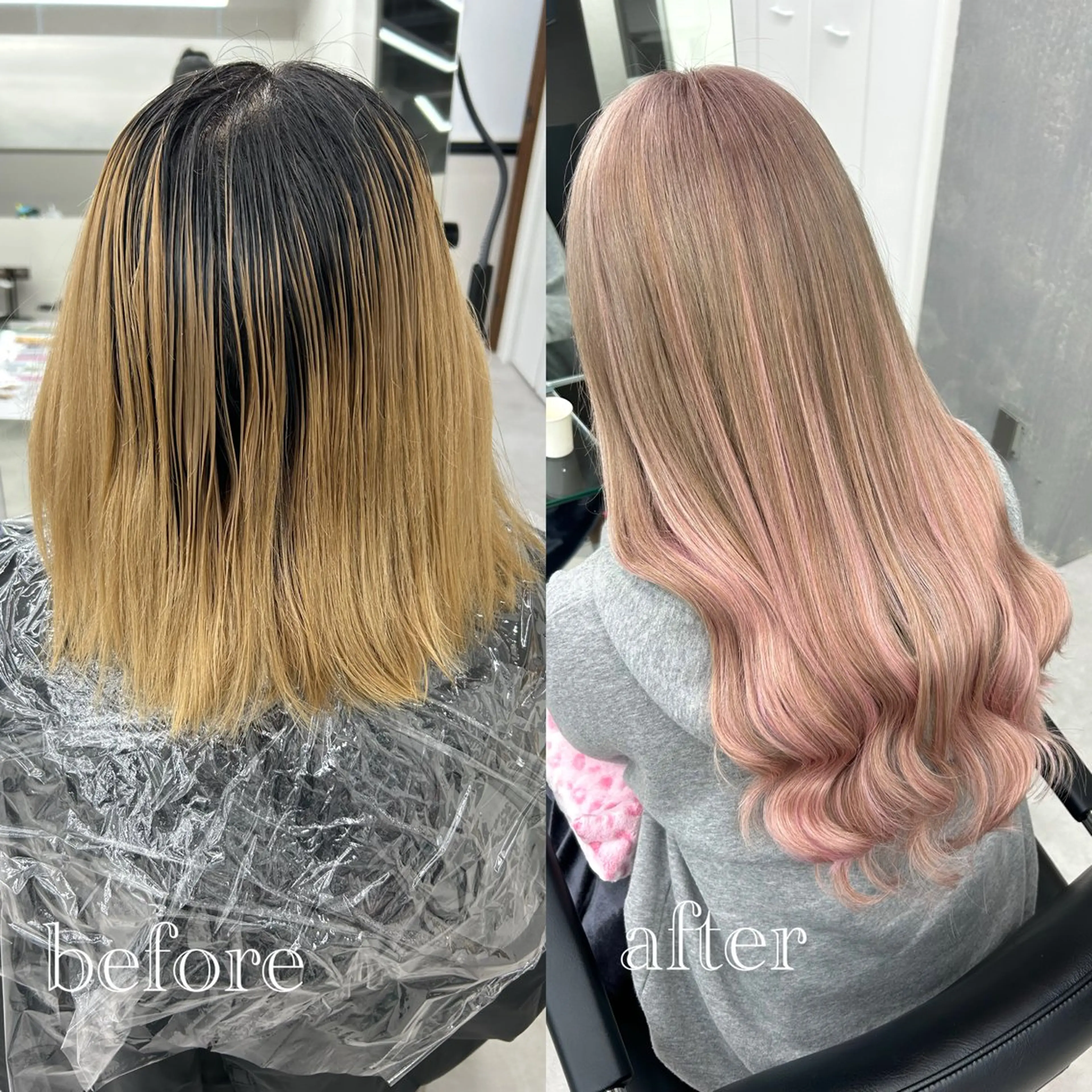 カラー ピンクカラー ヘアカラー エクステ ハイトーン👱‍♀️ エクステ/彩花のヘアスタイル