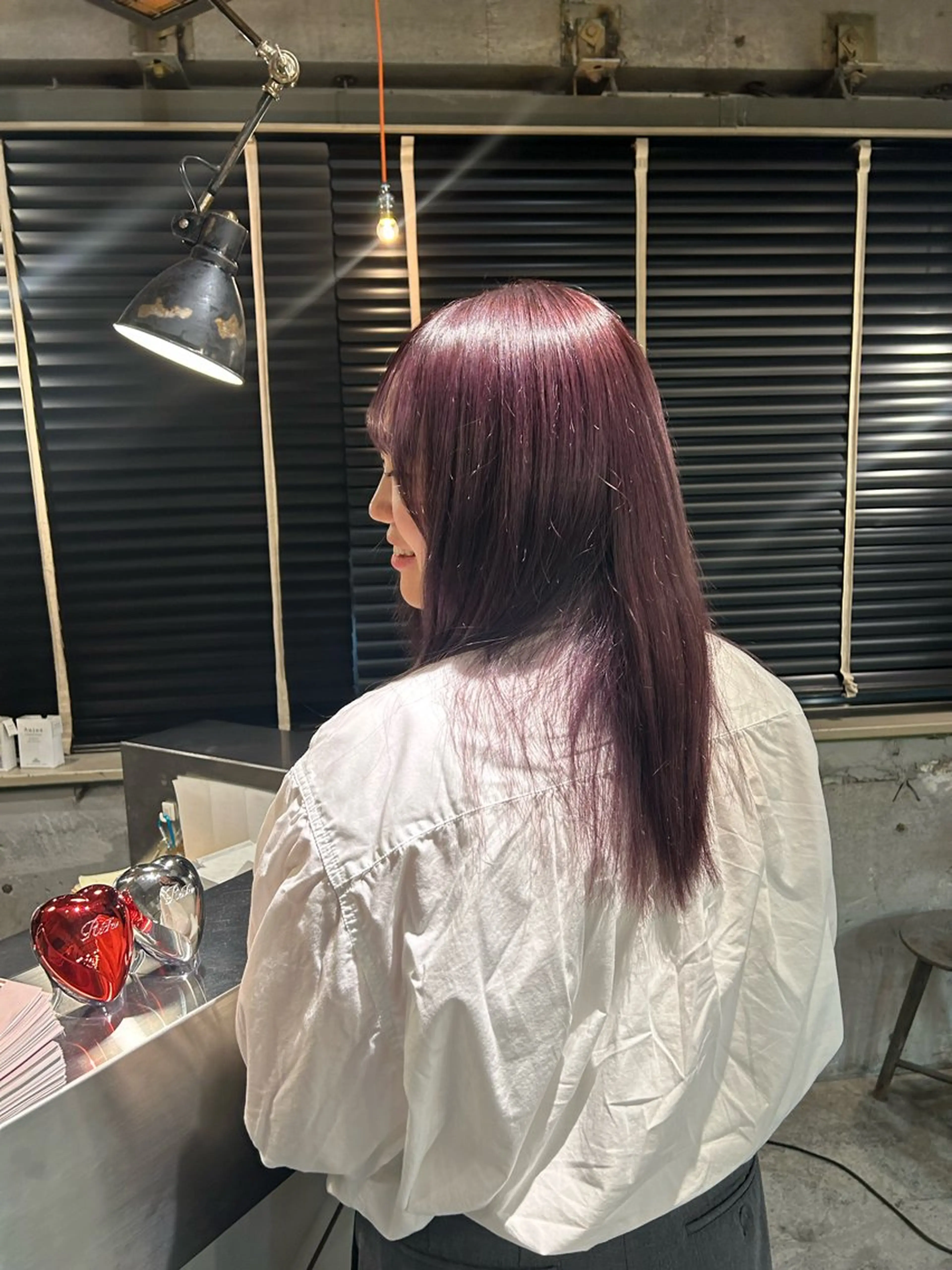 ミディアム カラー ブリーチ ピンクカラー ピンクパープル パープルカラー ヘアカラー keen 立川のヘアスタイル