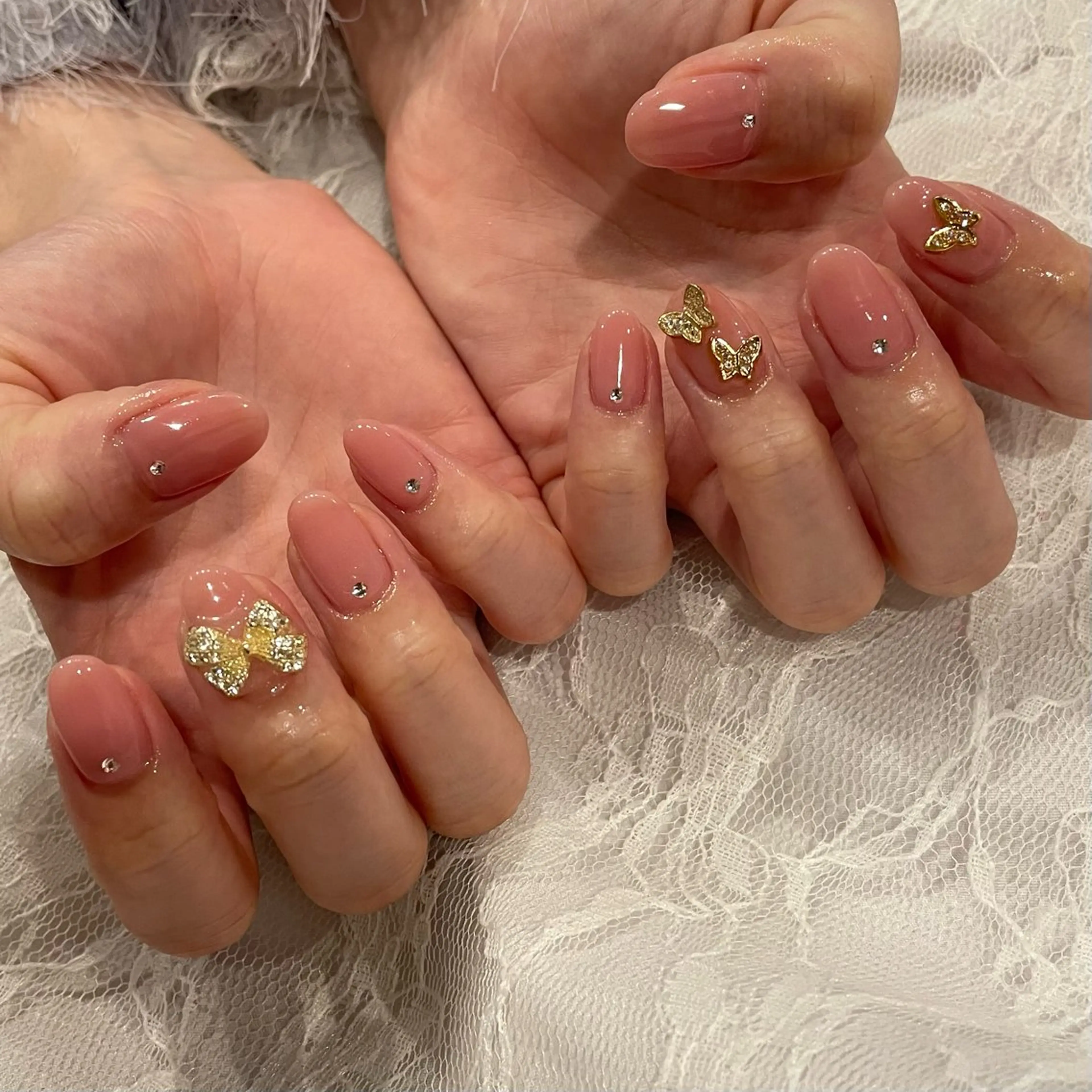 ネイル 持ち込み リボン ハンドネイル Mynail MIZUNOのネイルデザイン