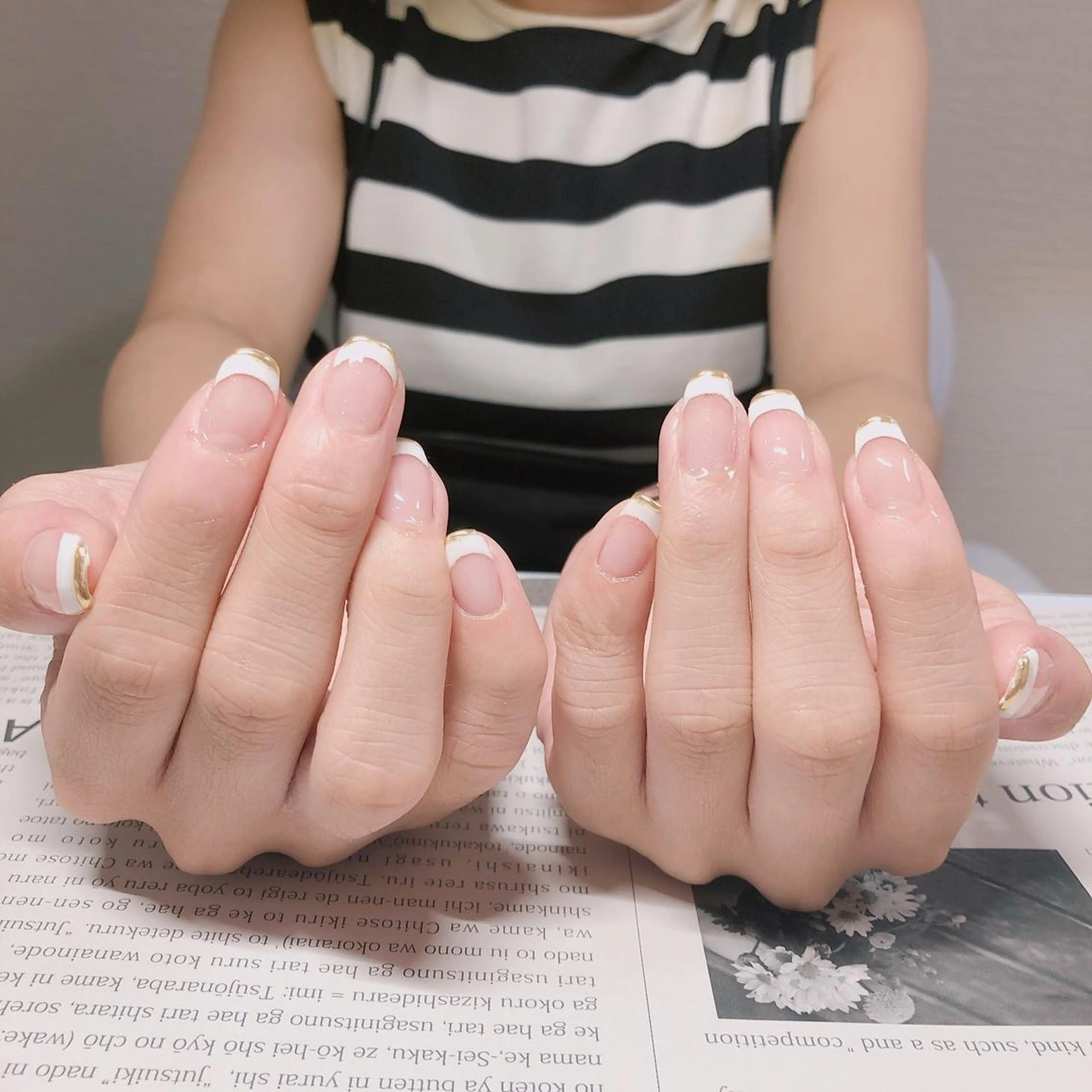 ネイル フレンチネイル キラキラネイル ミラーネイル 奥園 良恵のネイルデザイン