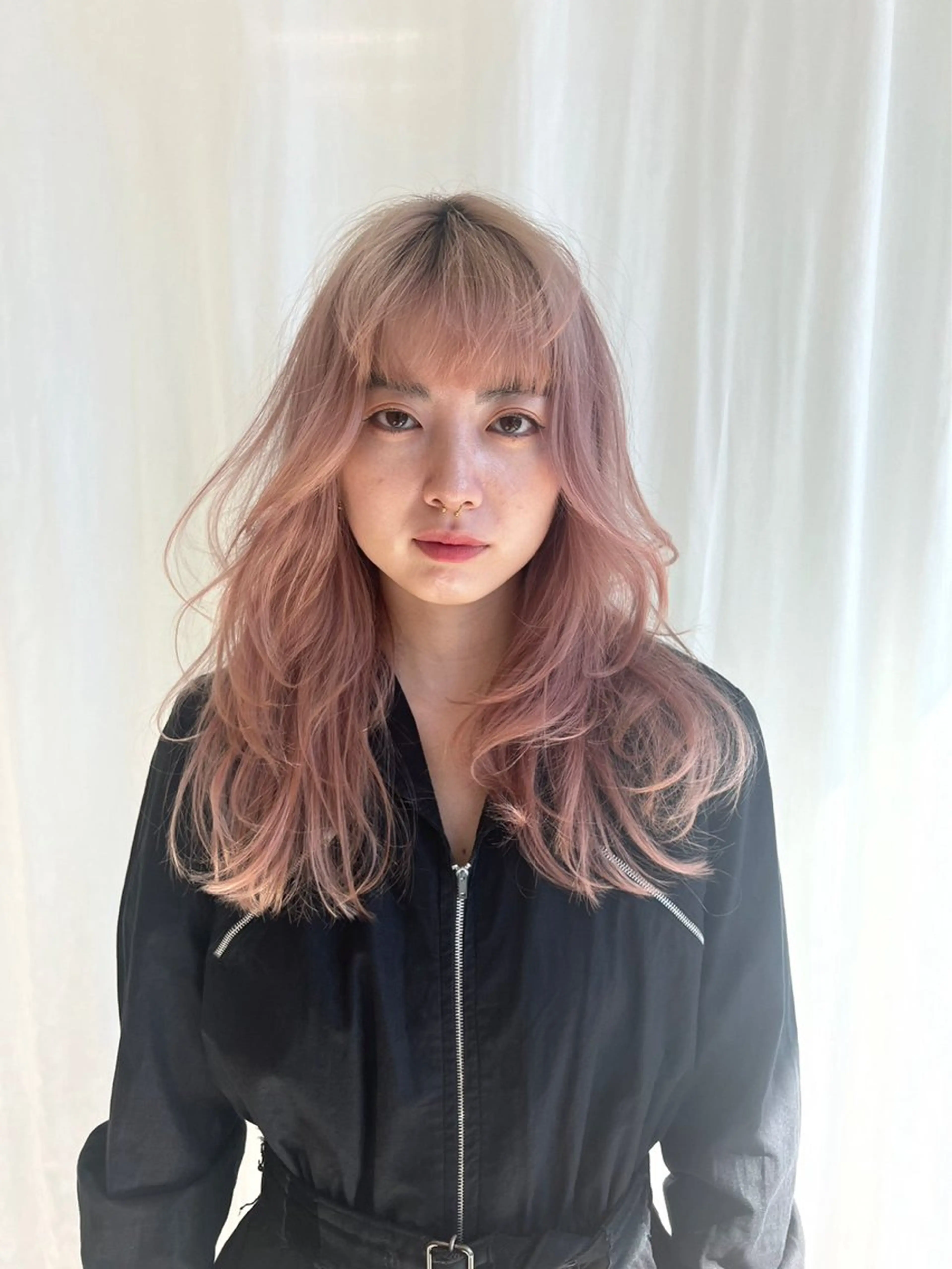 ロング カラー ブリーチ ピンクカラー ENO センター南のヘアスタイル