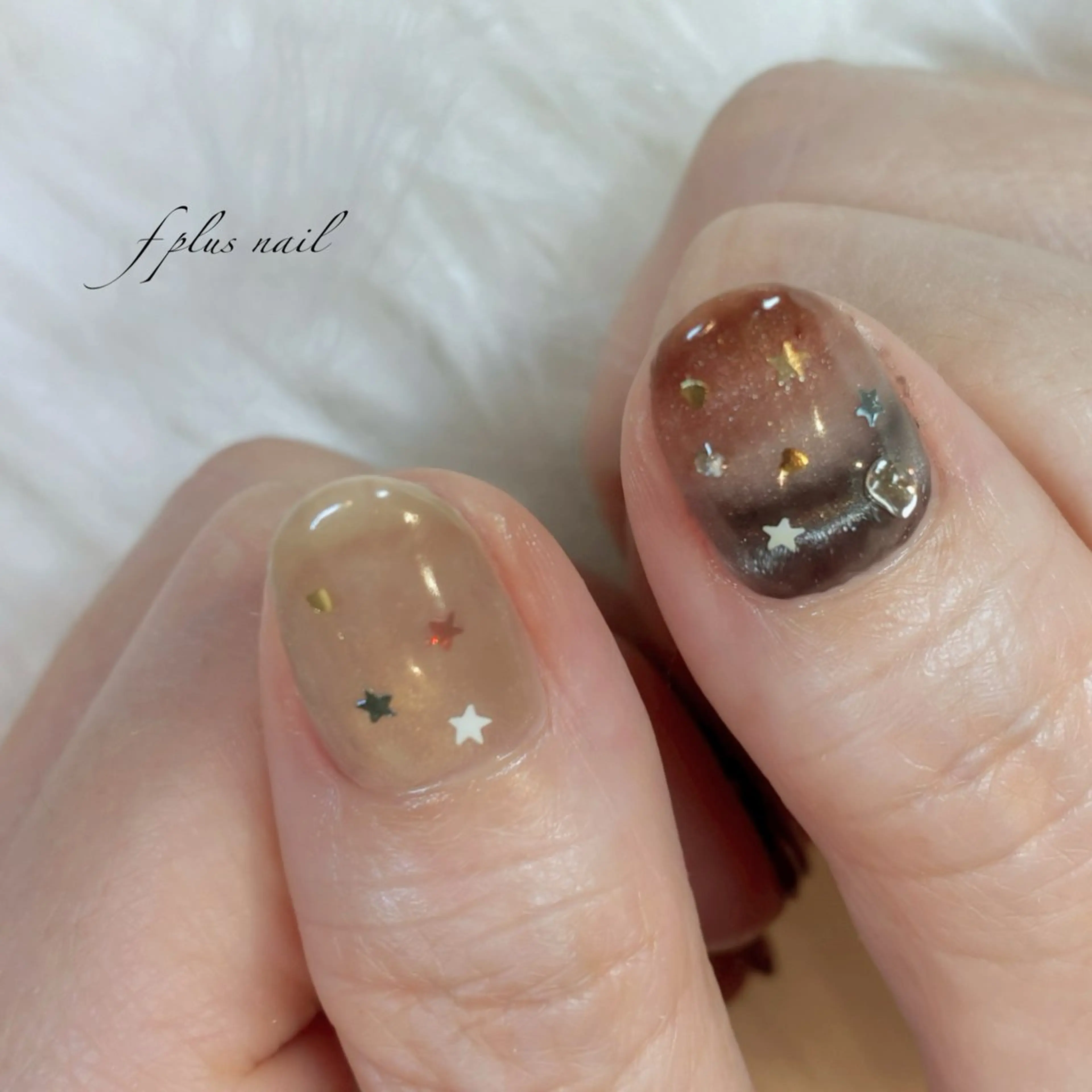 ネイル ボーダー ハート キラキラネイル ハンドネイル kanako nail🌷のネイルデザイン