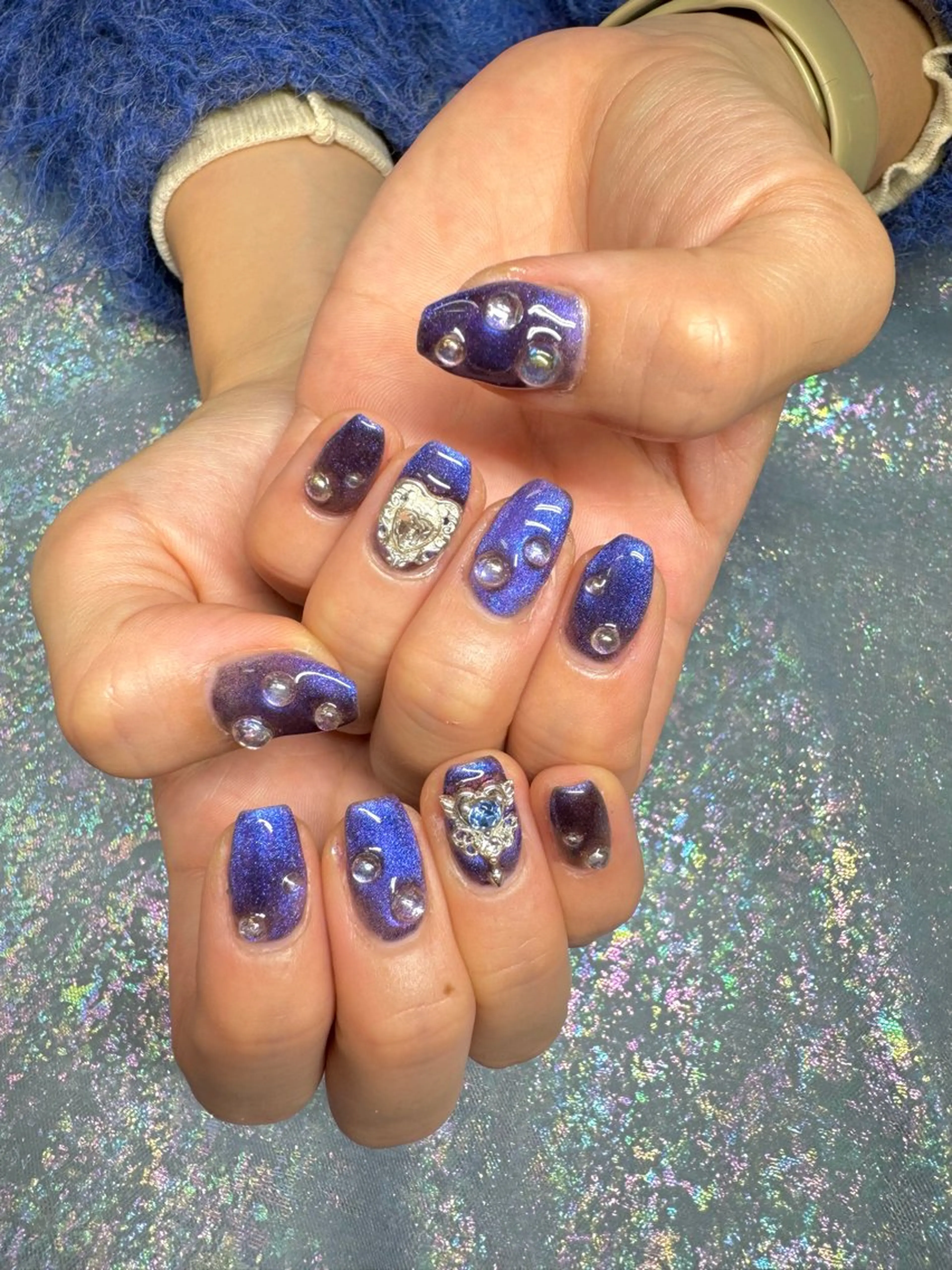 ネイル ブルー マグネットネイル nail spaß所属・WAKALU .のネイルデザイン